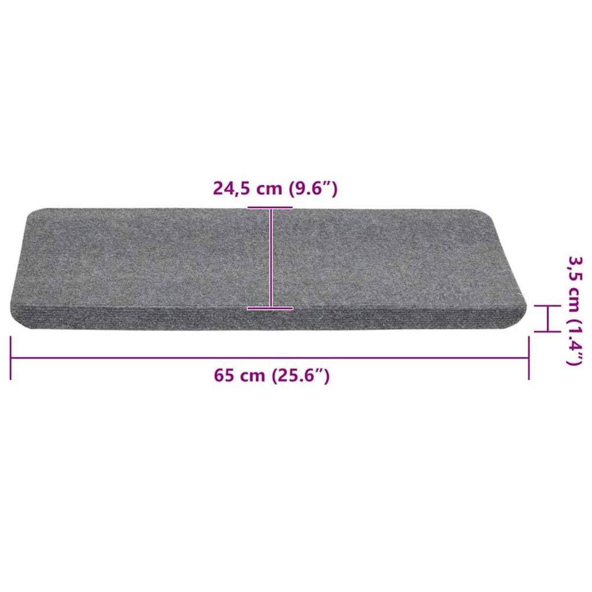 VIDAXL Tapis d'escalier auto-adhesifs 30 pcs gris 65x24,5x3,5 cm