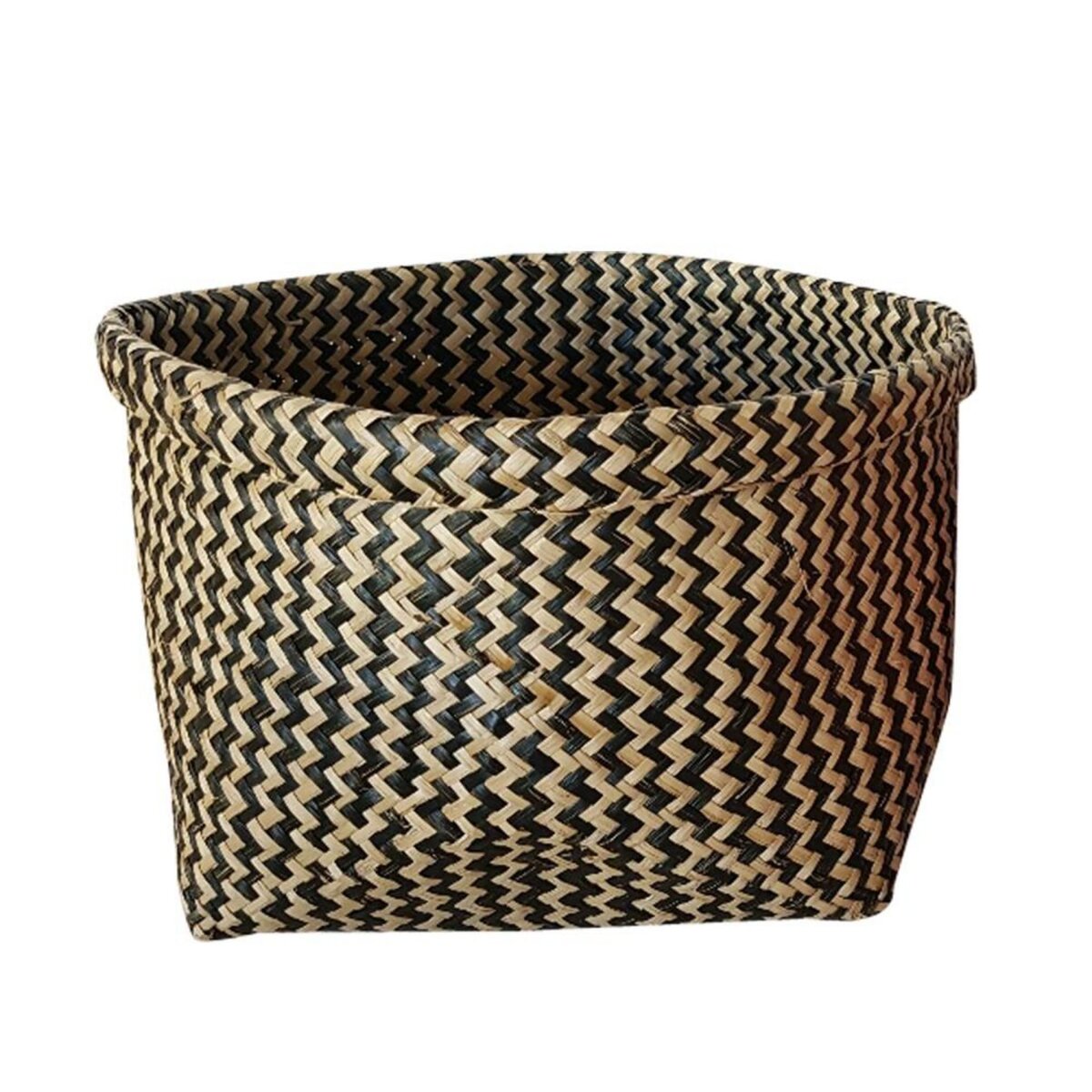 CENTRALE BRICO Panier en jonc de mer, Ethno zigzag, black n°0