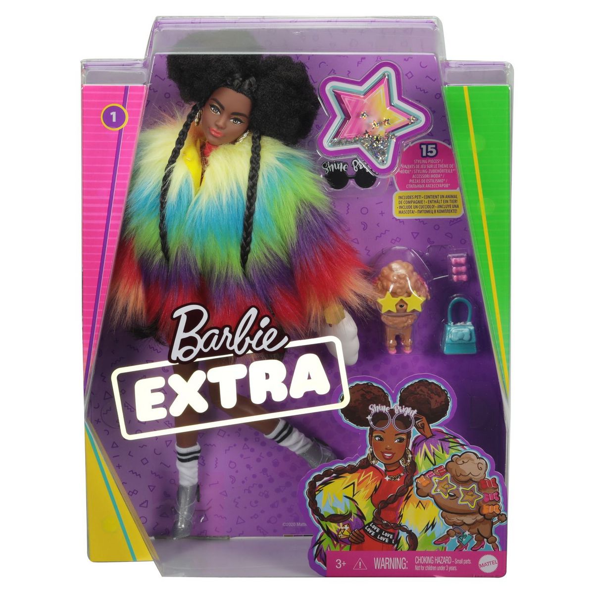 BARBIE Poupée Barbie - Barbie Extra Manteau Multicolore 