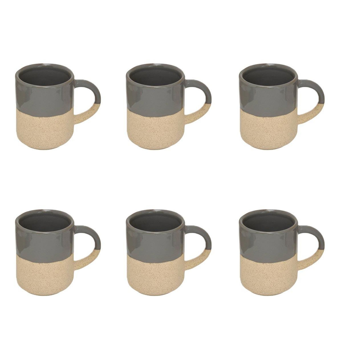 SECRET DE GOURMET Lot de 6 Mugs en Faïence  Kate  20cl Gris