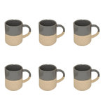 SECRET DE GOURMET Lot de 6 Mugs en Faïence  Kate  20cl Gris