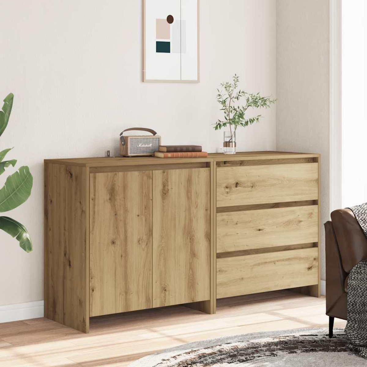 VIDAXL Buffet 2 pcs chene artisanal bois d'ingenierie