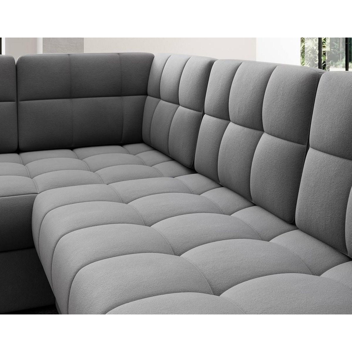 BEST MOBILIER Nappa - canapé panoramique d'angle gauche 7 places convertible avec coffre en velours