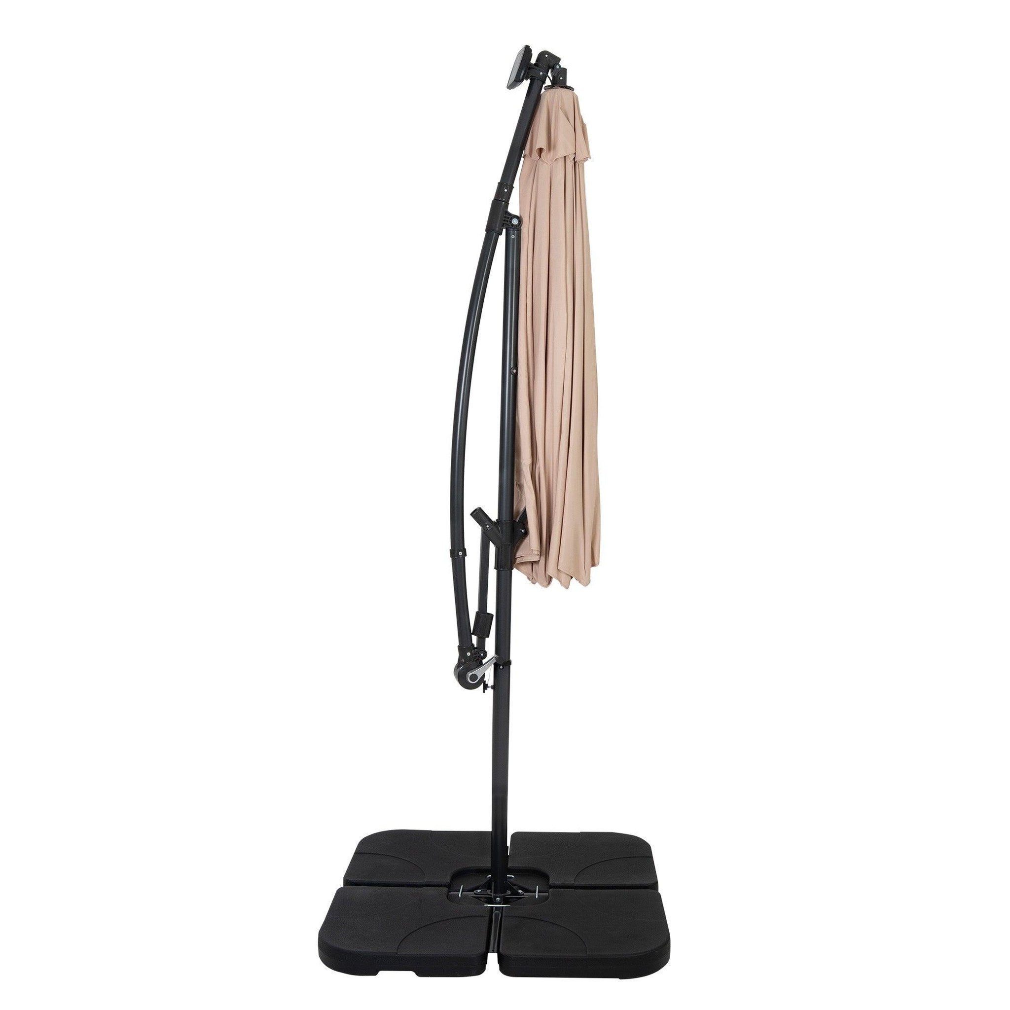Voir la diapositive 2 : Monster Parasol Banane à Mât Déporté à LED 3 m & Pied Carré
