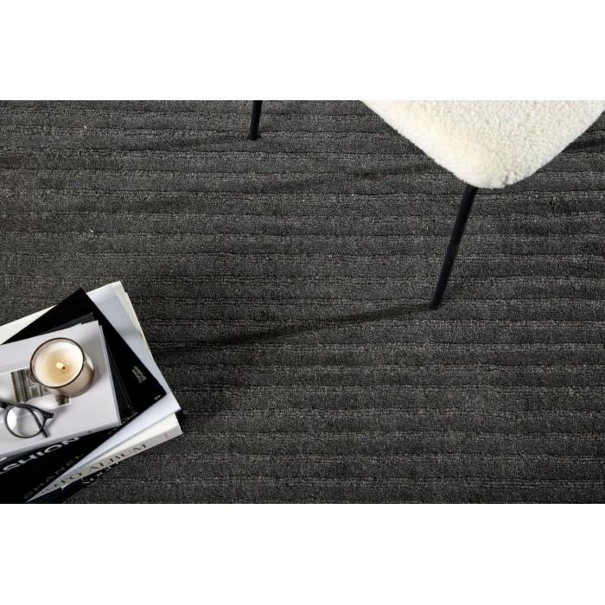 Paris Prix Tapis Déco en Laine  Milton  162x230cm Gris Foncé