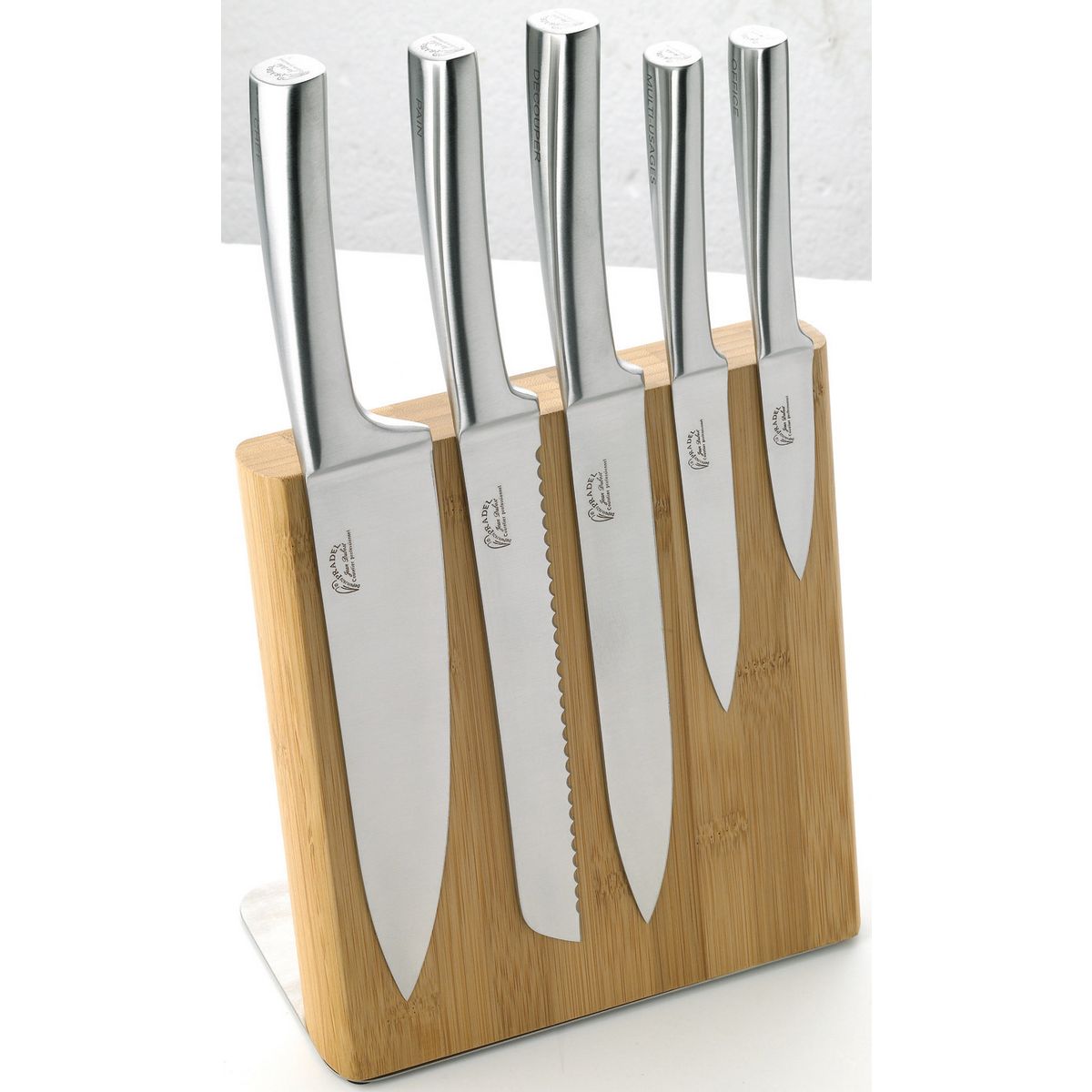 PRADEL Bloc aimanté 5 couteaux avec support METEOR