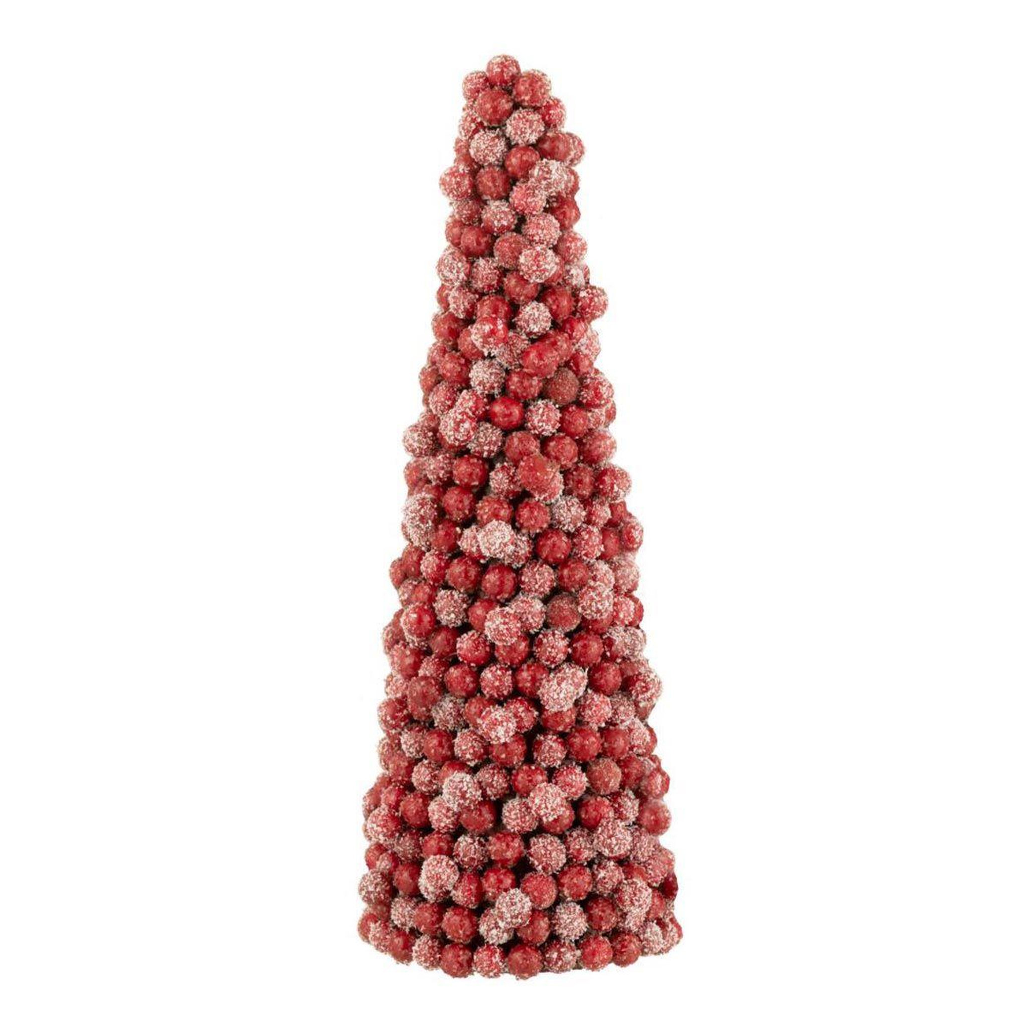 J-LINE Cône de noël déco  baies  41cm rouge