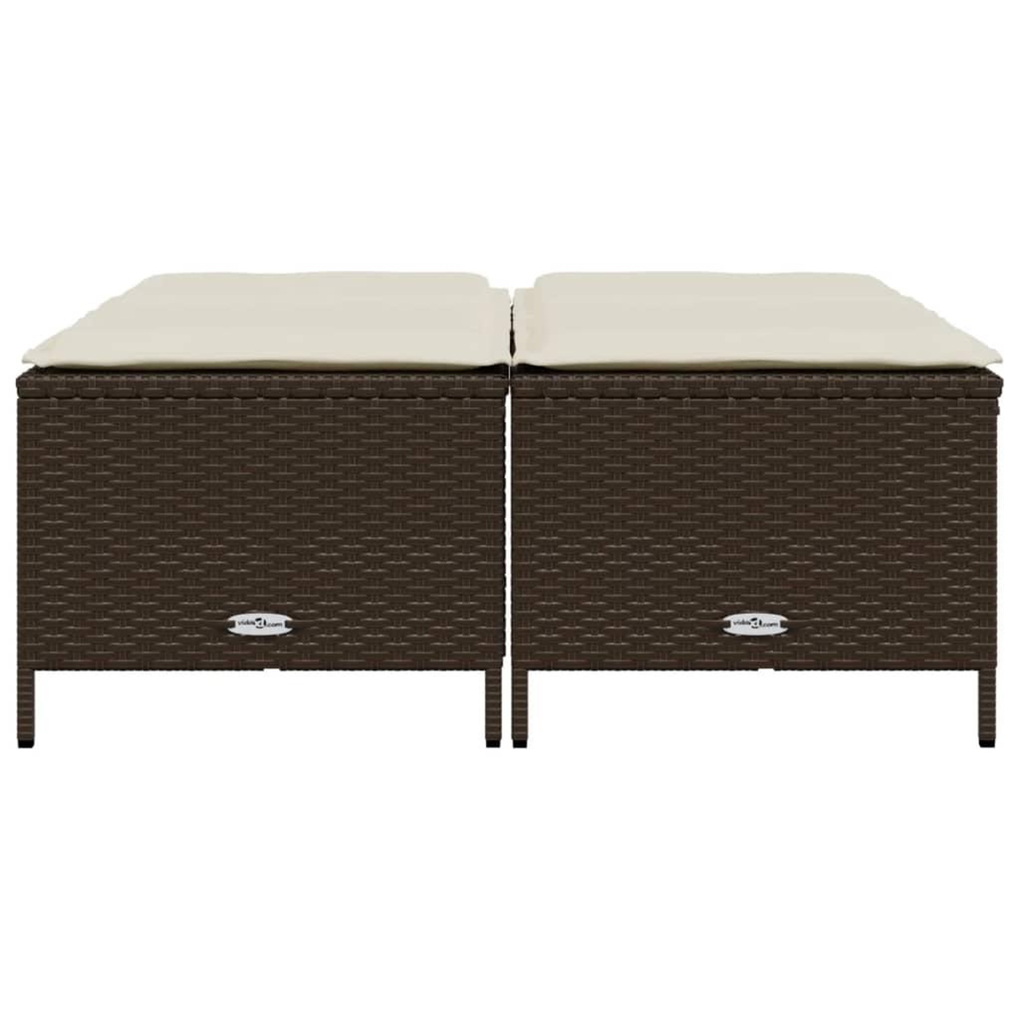 Voir la diapositive 3 : VIDAXL Tabourets de jardin avec coussins lot de 4 marron poly rotin