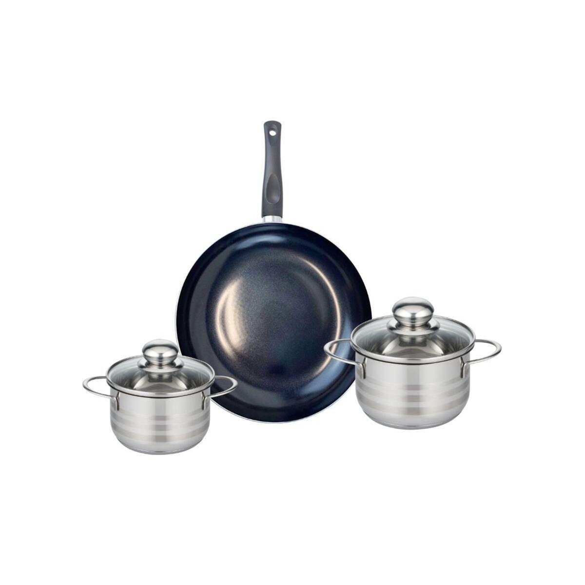 ELO Ensemble de 1 Poêle de cuisson 28 cm et 2 faitouts 14 et 16 cm Elo Prima Brillant