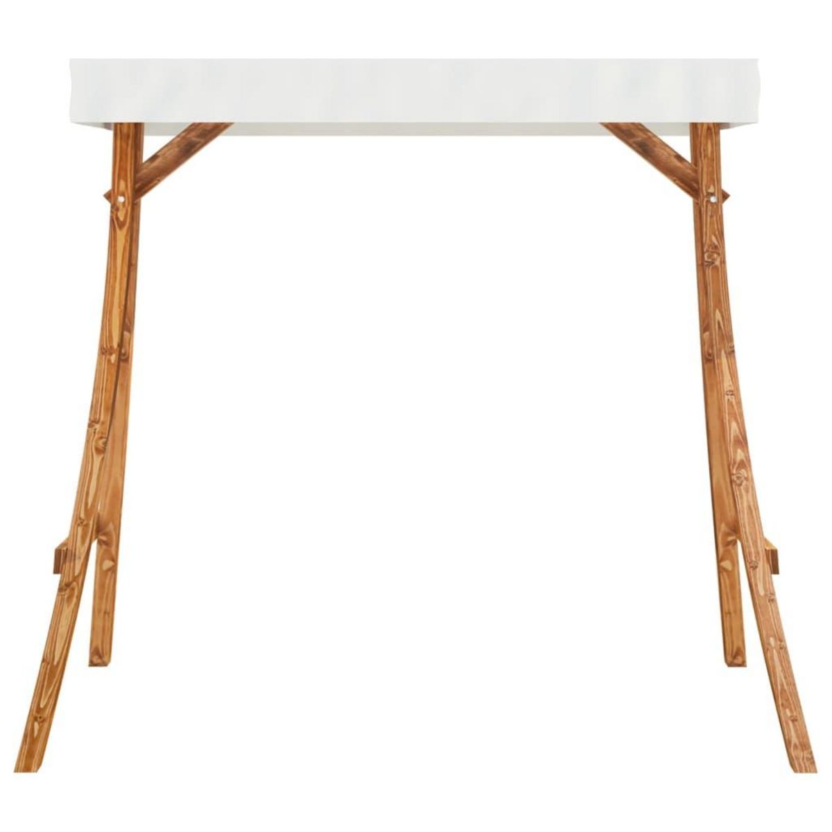 VIDAXL Cadre de balançoire avec toit creme Bois courbe a finition teck