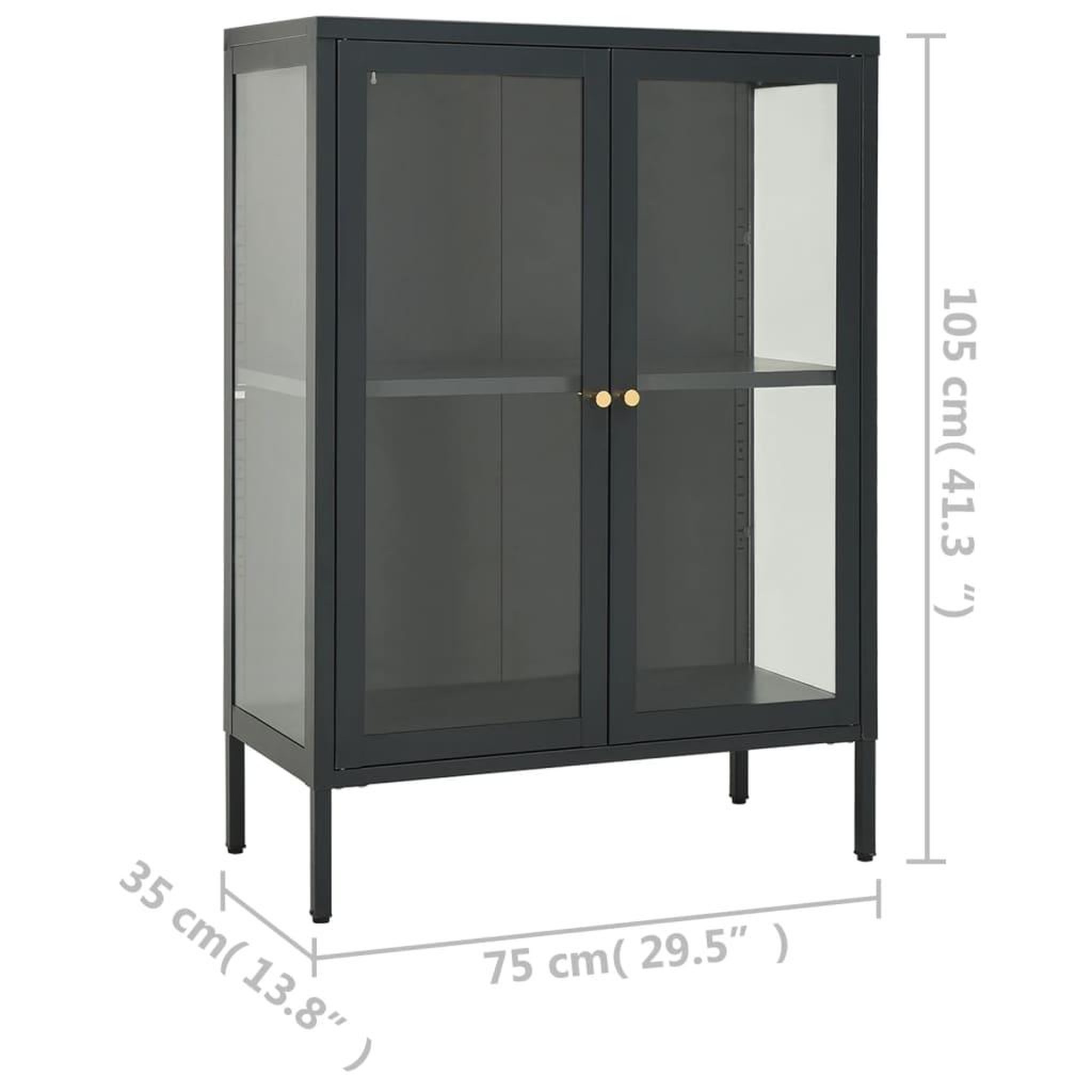 Voir la diapositive 6 : VIDAXL Buffet Anthracite 75x35x105 cm Acier et verre