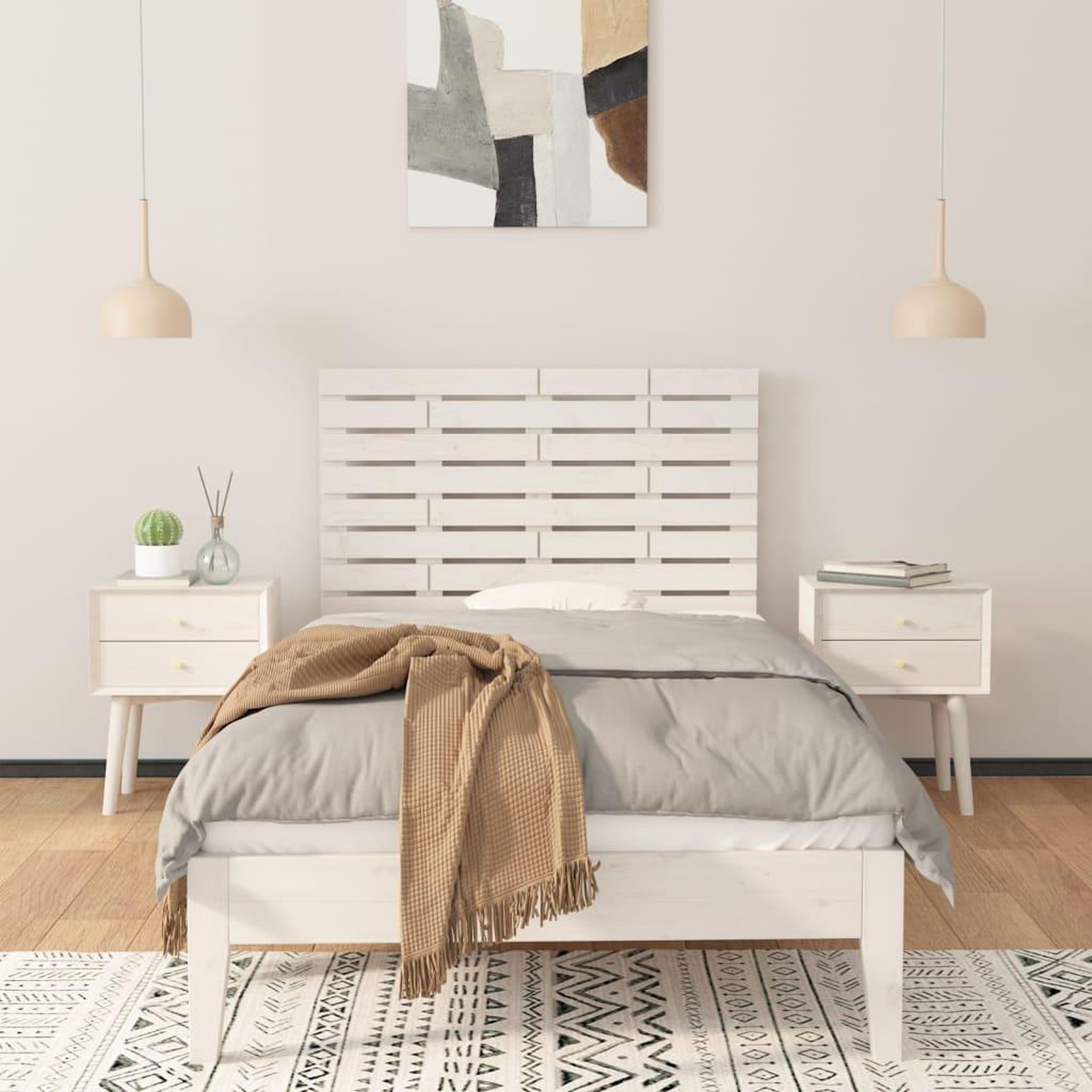 Voir la diapositive 3 : VIDAXL Tete de lit murale Blanc 81x3x63 cm Bois massif de pin