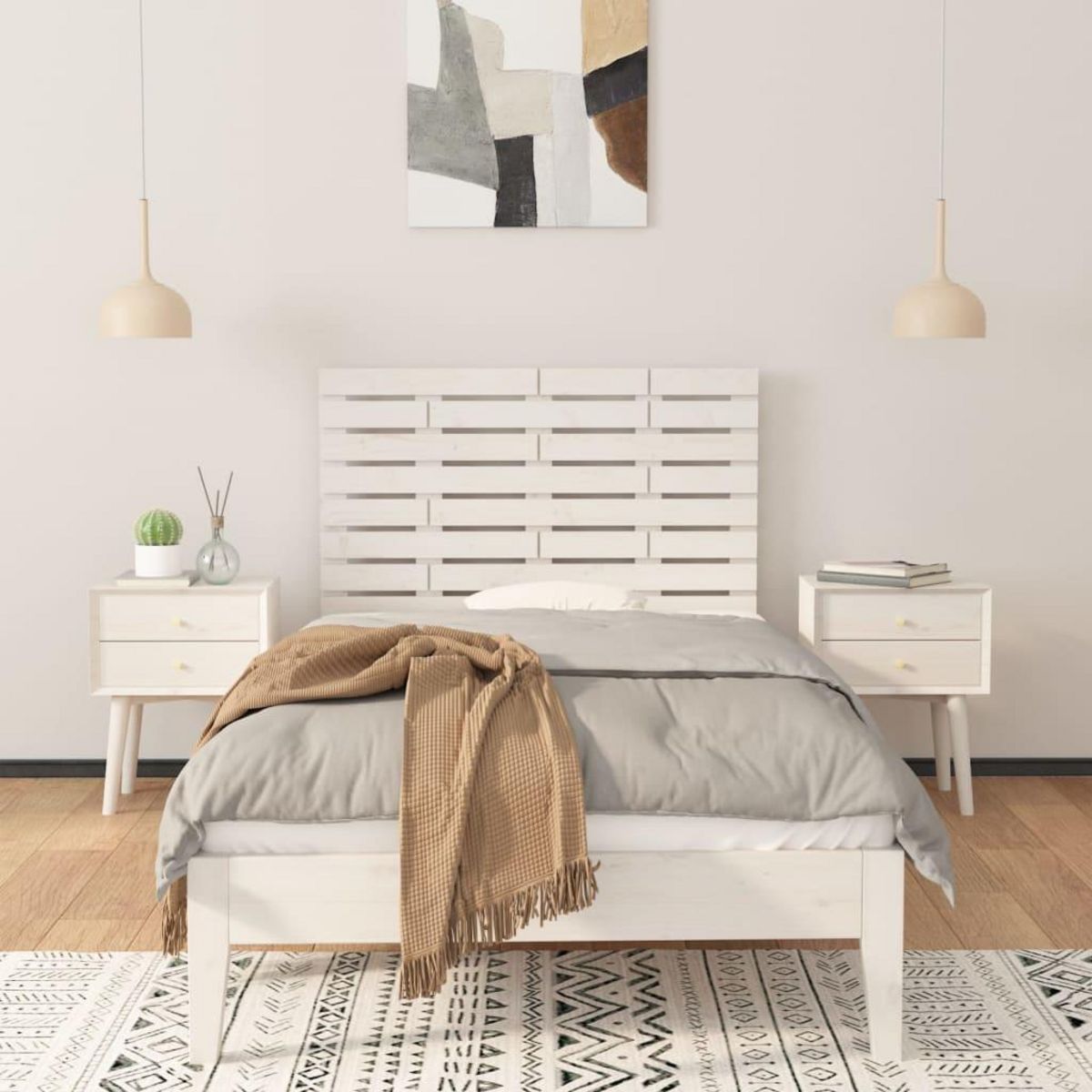 VIDAXL Tete de lit murale Blanc 81x3x63 cm Bois massif de pin