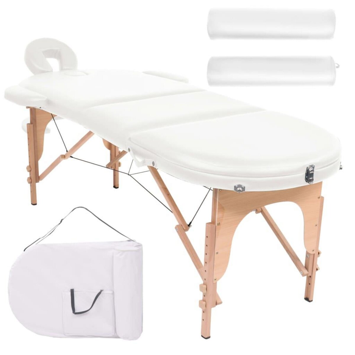 VIDAXL Table de massage pliable 4 cm d'epaisseur et 2 traversins Blanc