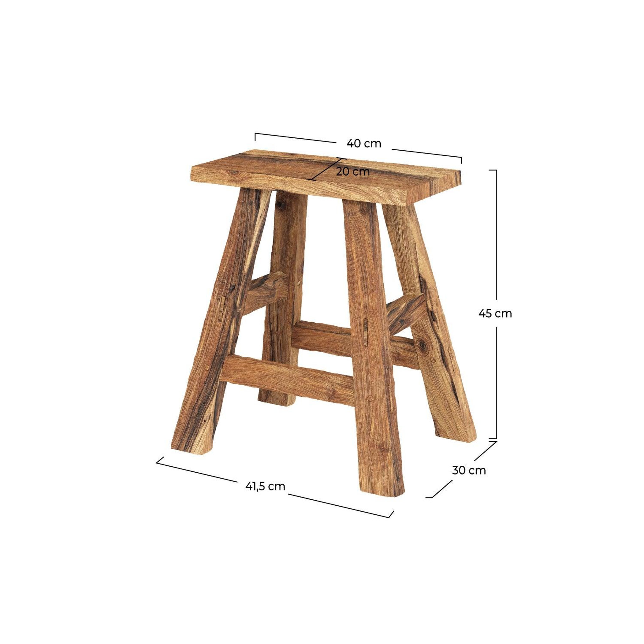 Voir la diapositive 4 : MAISON PAVANE Tabouret en bois de teck recyclé H45 cm-Bob