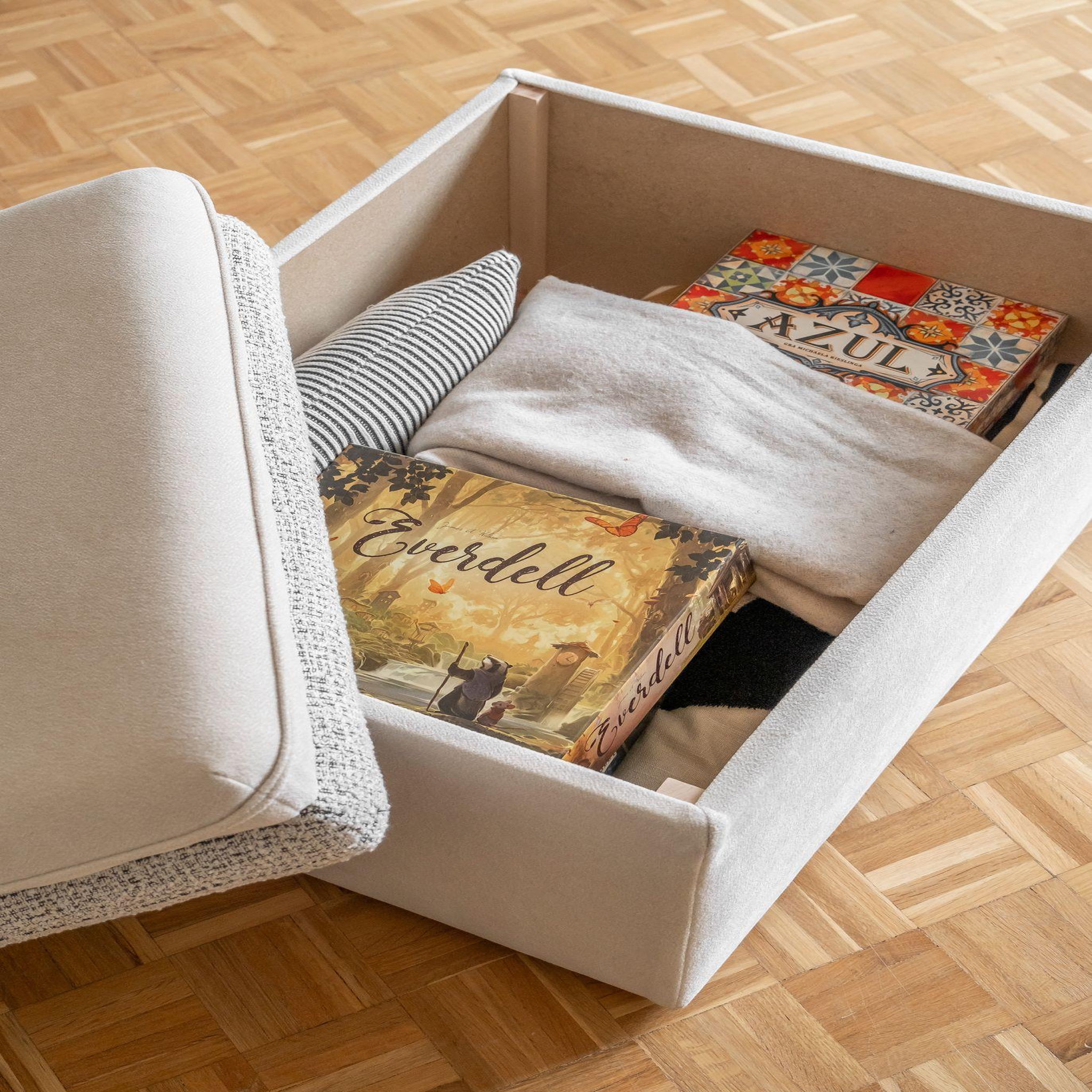 Voir la diapositive 2 : BEST MOBILIER Wilson - pouf avec rangement en tissu et tissu texturé