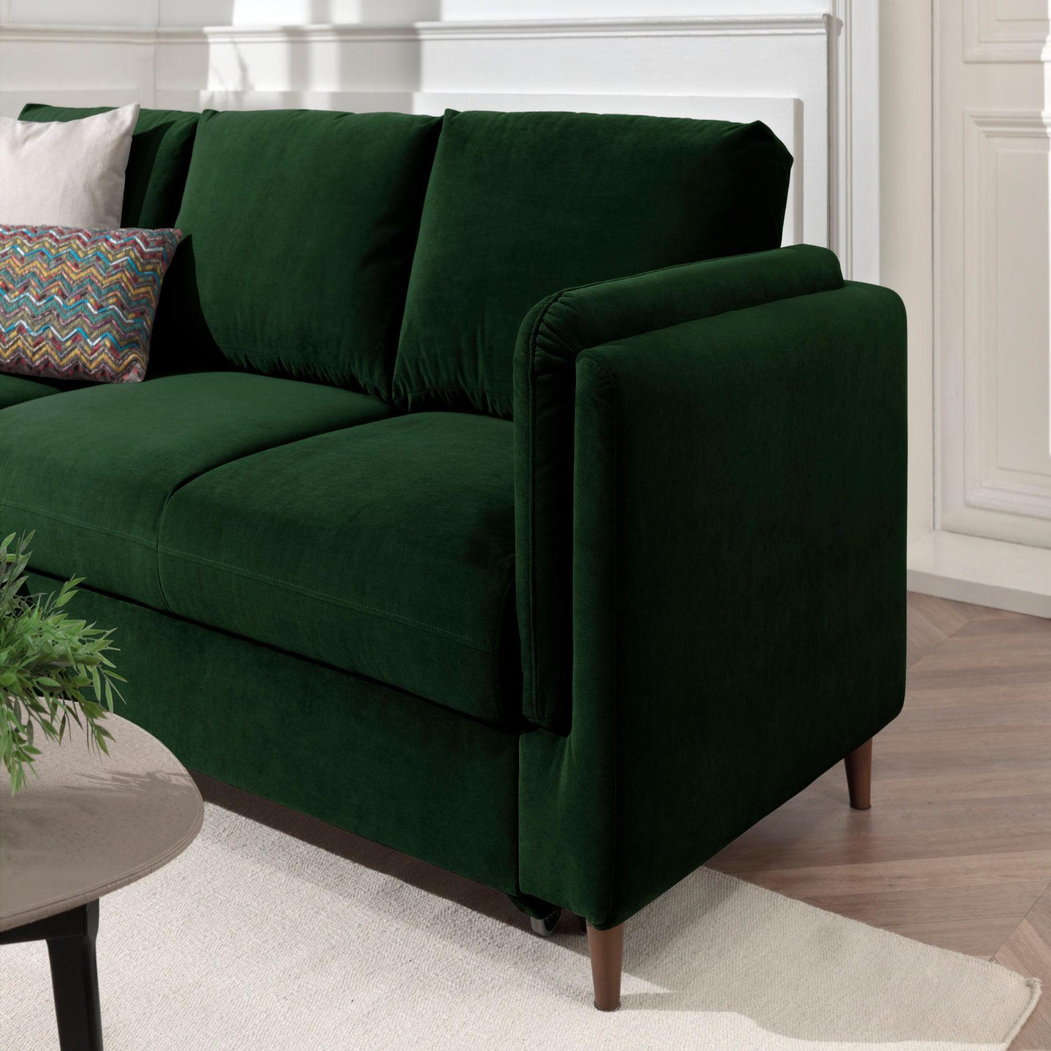 Voir la diapositive 5 : BEST MOBILIER Brooke - canapé d'angle gauche - convertible avec coffre - 4 places - en velours