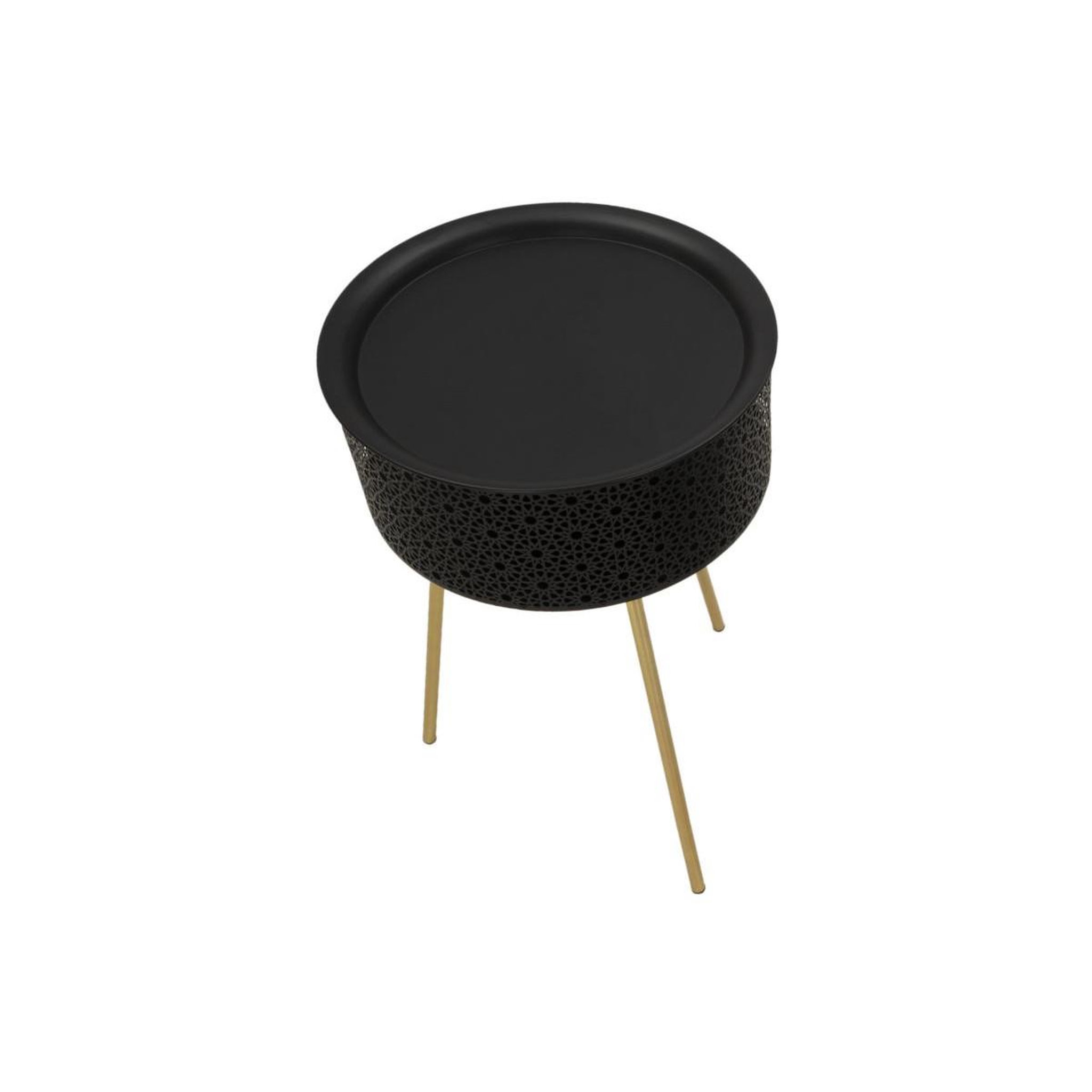 Voir la diapositive 2 : Paris Prix Table d'appoint avec rangement  blacky  65cm noir & or