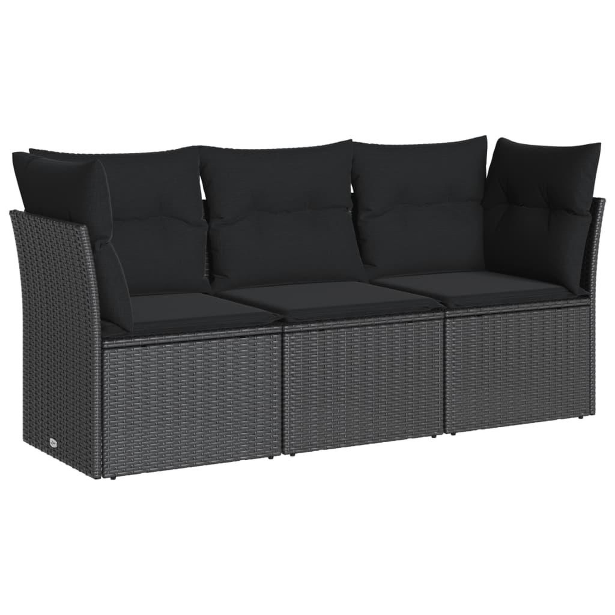 Voir la diapositive 2 : VIDAXL Salon de jardin 3 pcs avec coussins noir resine tressee