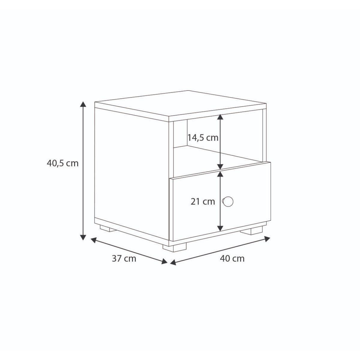 KOBI Table de Chevet Emi en Blanc et Noir pour Enfants - Mobilier Pratique et Élégant