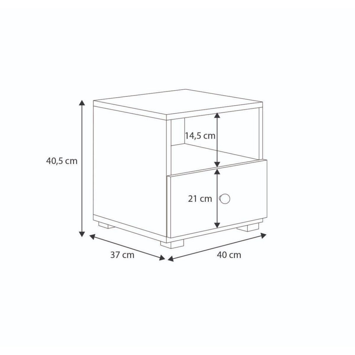 KOBI Table de Chevet Emi en Blanc et Noir pour Enfants - Mobilier Pratique et Élégant