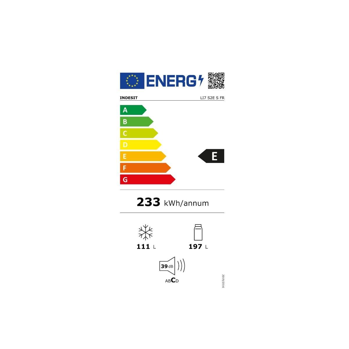Indesit Réfrigérateur combiné 60cm 308l silver - LI7S2ESFR