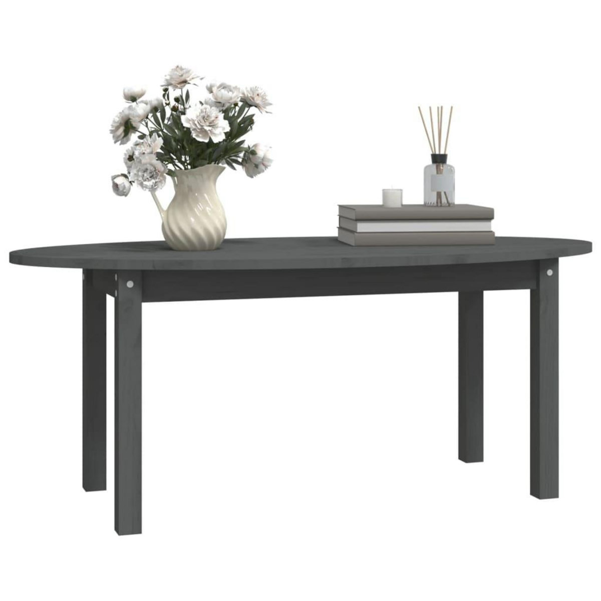 VIDAXL Table basse Gris 110x55x45 cm Bois massif de pin