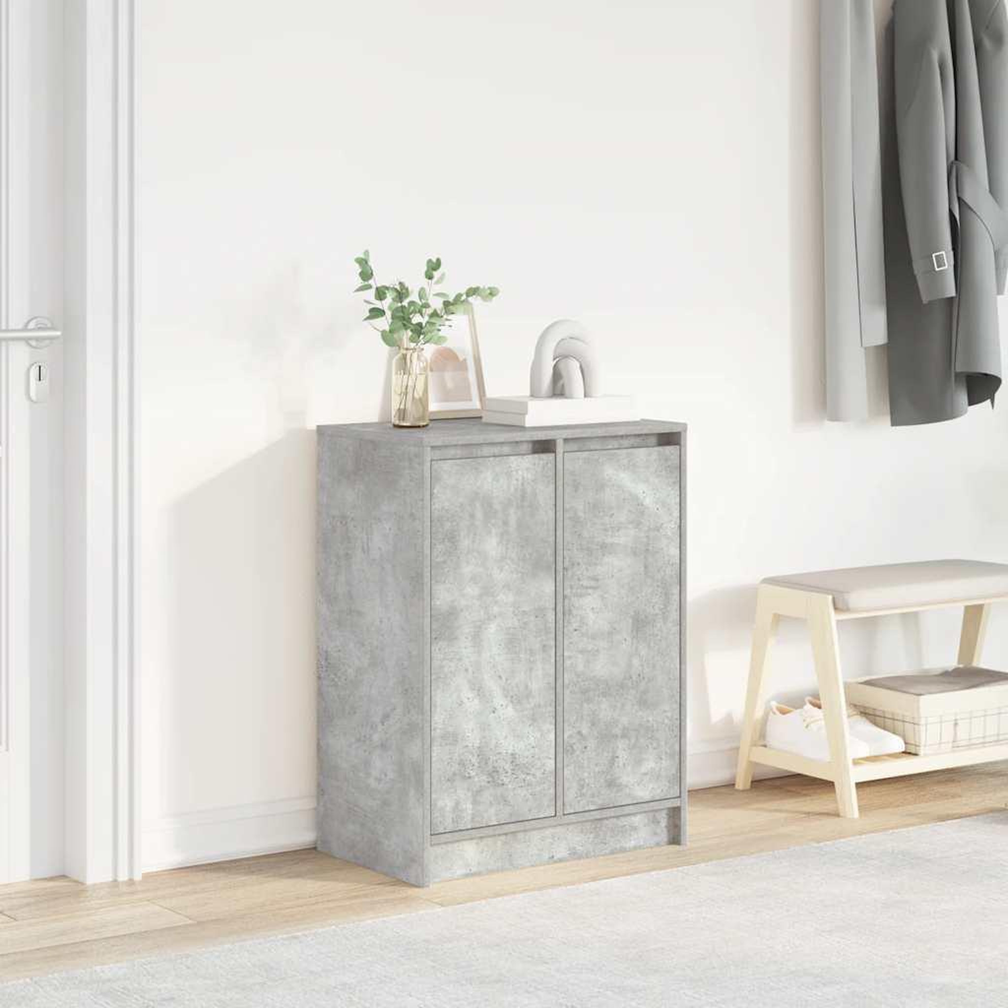 VIDAXL Armoire a chaussures gris beton 57x34x76 cm bois d'ingenierie