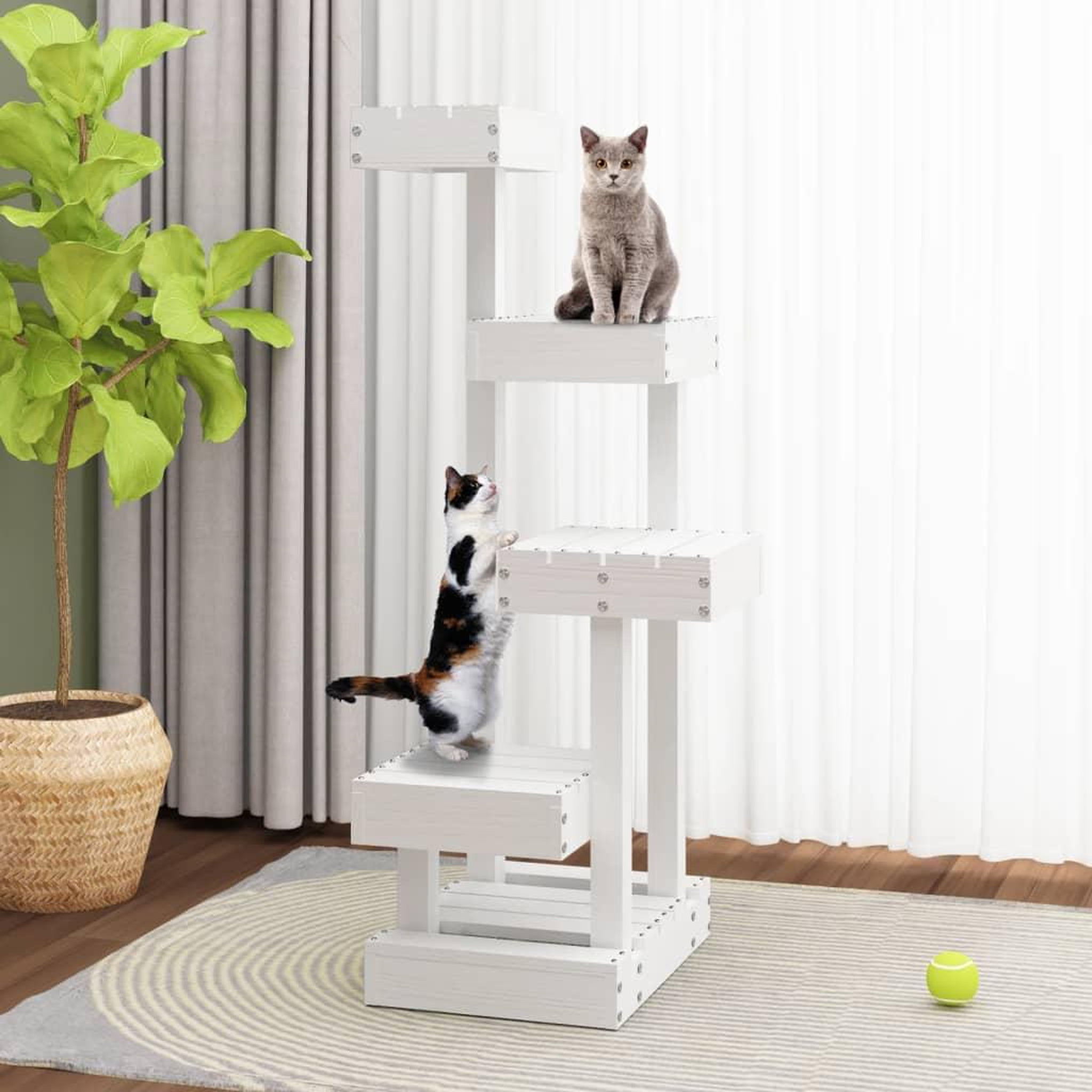 Voir la diapositive 3 : VIDAXL Arbre a chat Blanc 45,5x49x103 cm Bois de pin massif