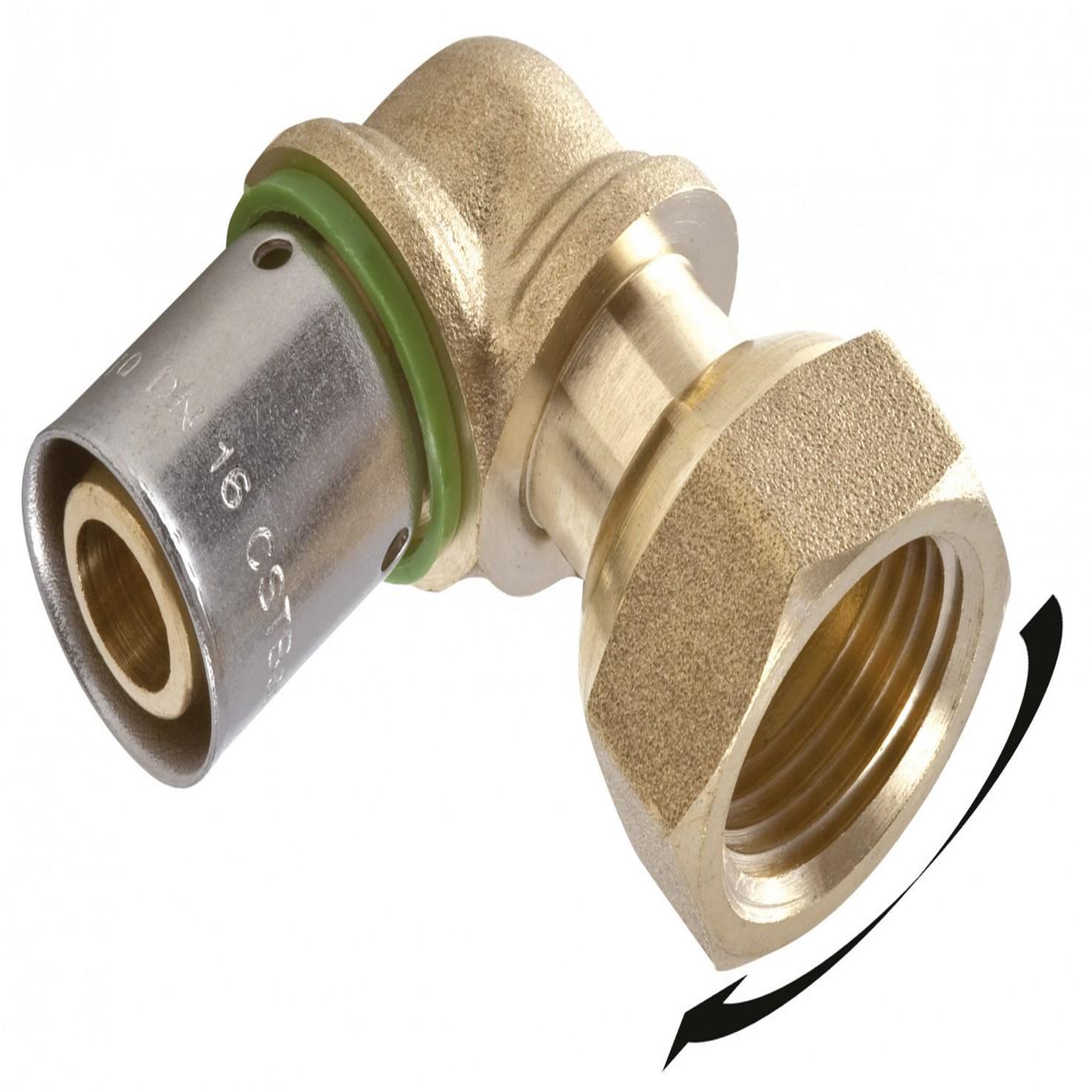 CENTRALE BRICO Raccord coudé avec écrou libre à sertir laiton F 15 x 21 pour tube en per
