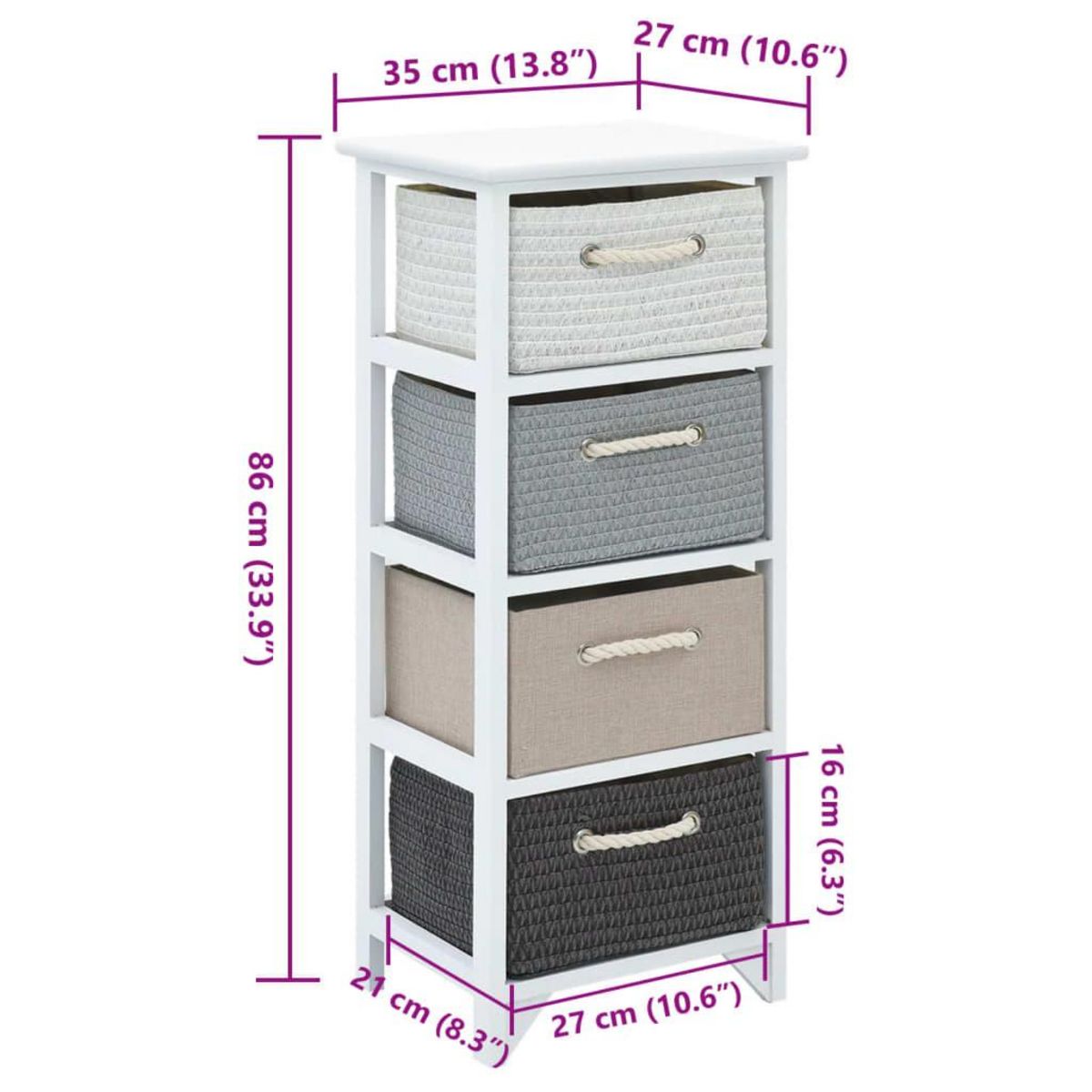 VIDAXL Armoire de rangement 4 tiroirs Bois