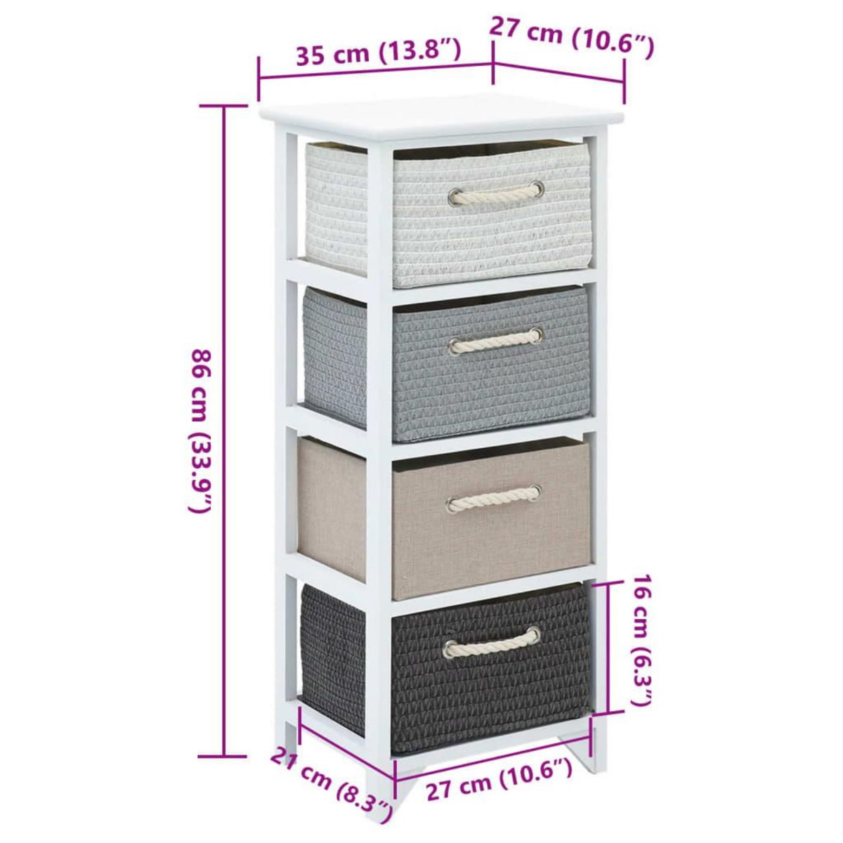 VIDAXL Armoire de rangement 4 tiroirs Bois