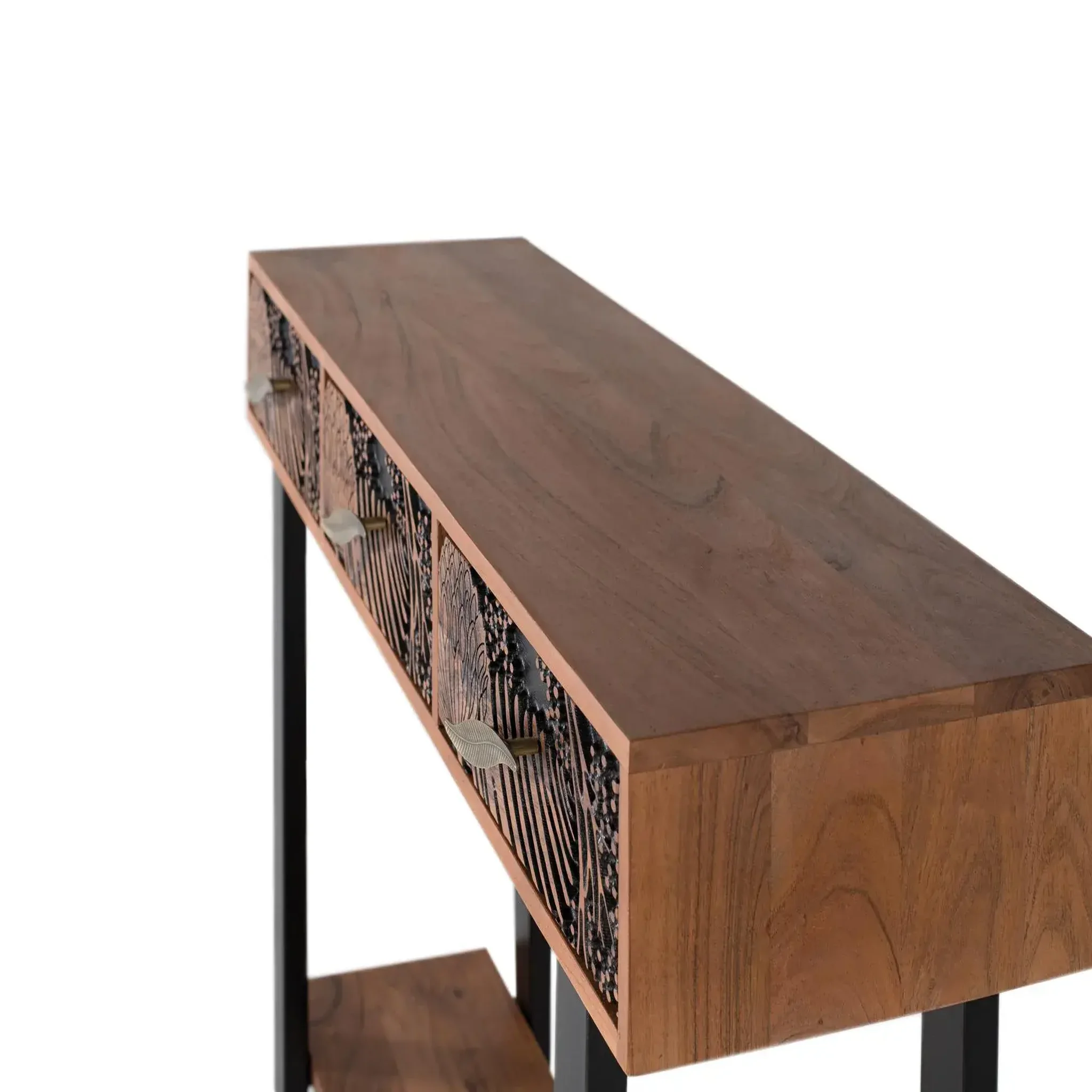 Voir la diapositive 2 : GINER Y COLOMER SL Console en bois d'acacia 120 cm style ethnique moderne