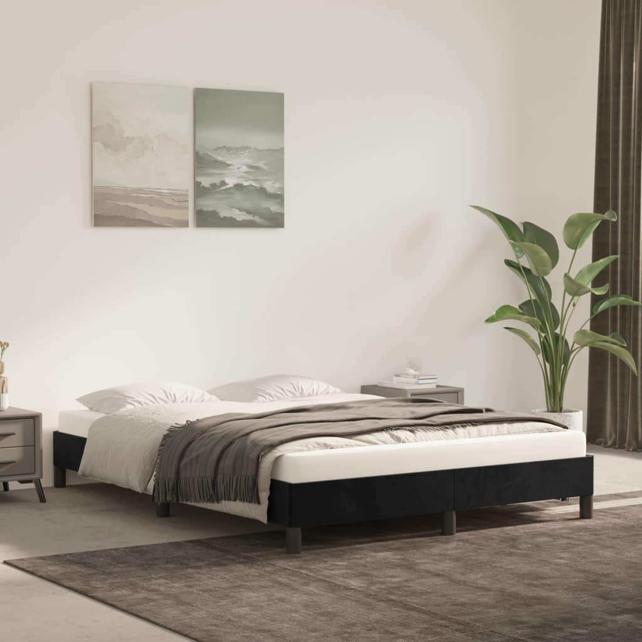 Voir la diapositive 1 : VIDAXL Cadre de lit sans matelas noir 140x190 cm velours