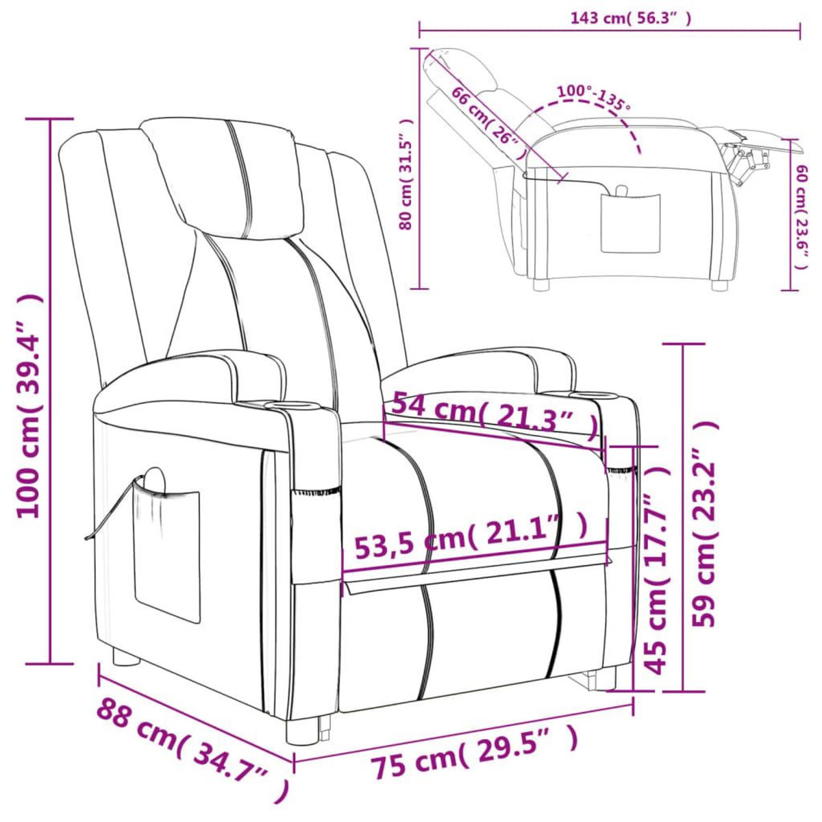 VIDAXL Fauteuil Noir Similicuir