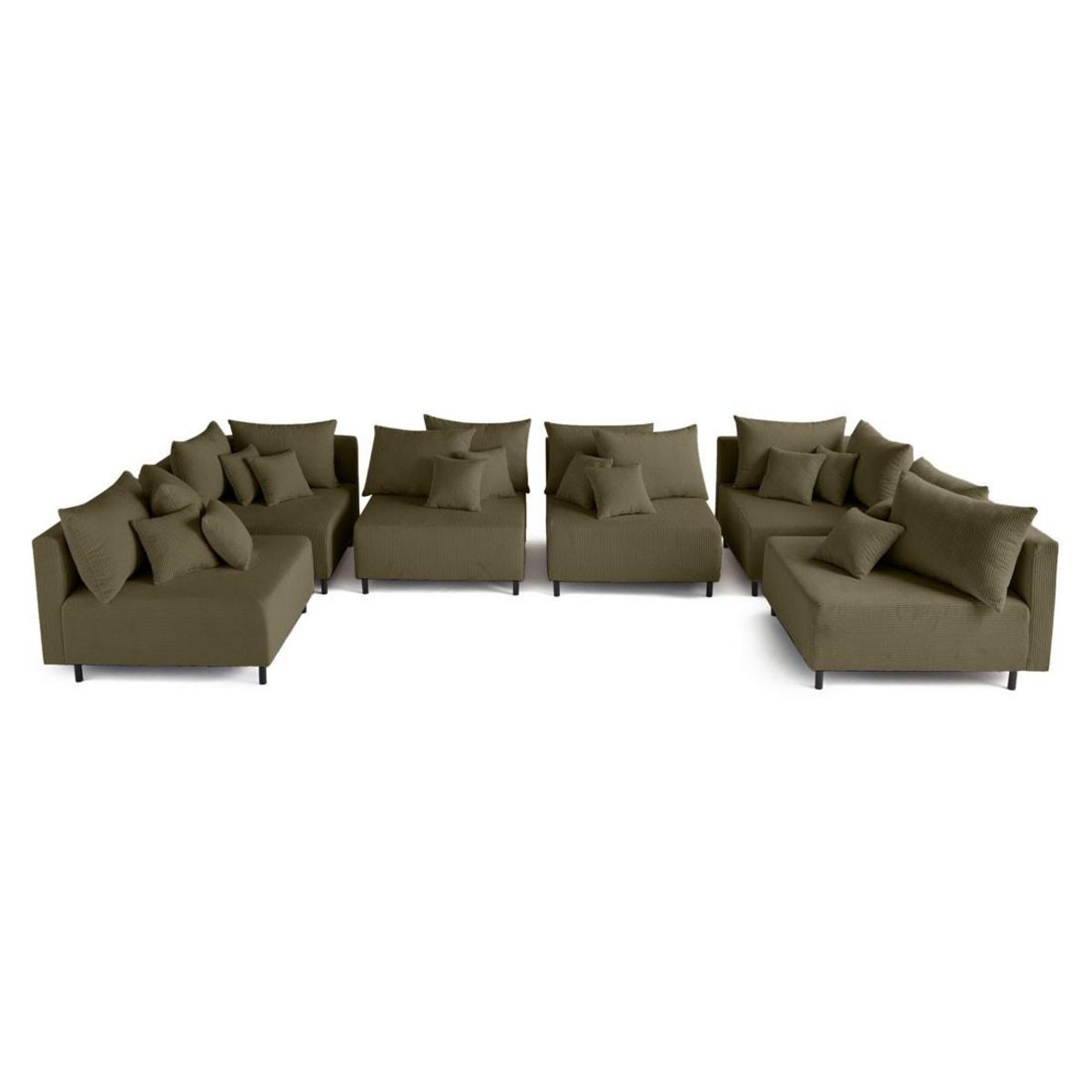 LISA DESIGN Edinburg - canapé modulable panoramique 6 places - en velours côtelé