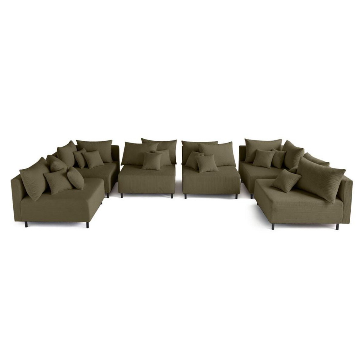 LISA DESIGN Edinburg - canapé modulable panoramique 6 places - en velours côtelé