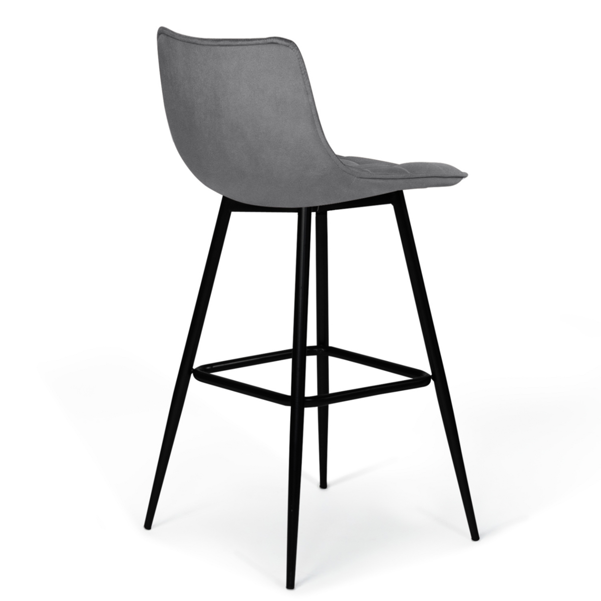 ID MARKET Lot de 4 tabourets de bar MADY en velours gris clair