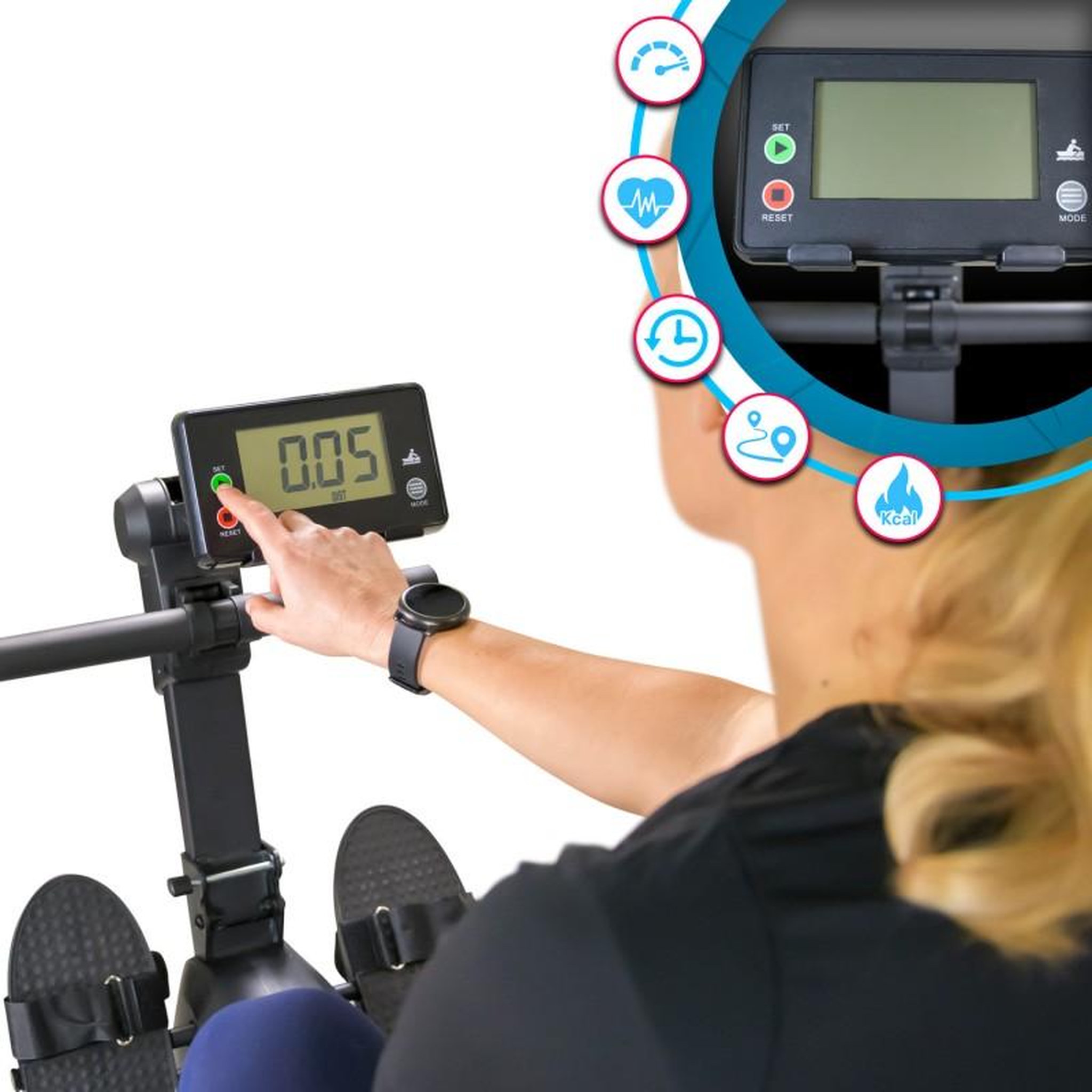 Voir la diapositive 6 : SPARRAW Rameur - Vélo semi allongé 2en1 pliable SUPER SKIPPER Résistance magnétique réglable 8 niveaux, Roue d'inertie 2kg