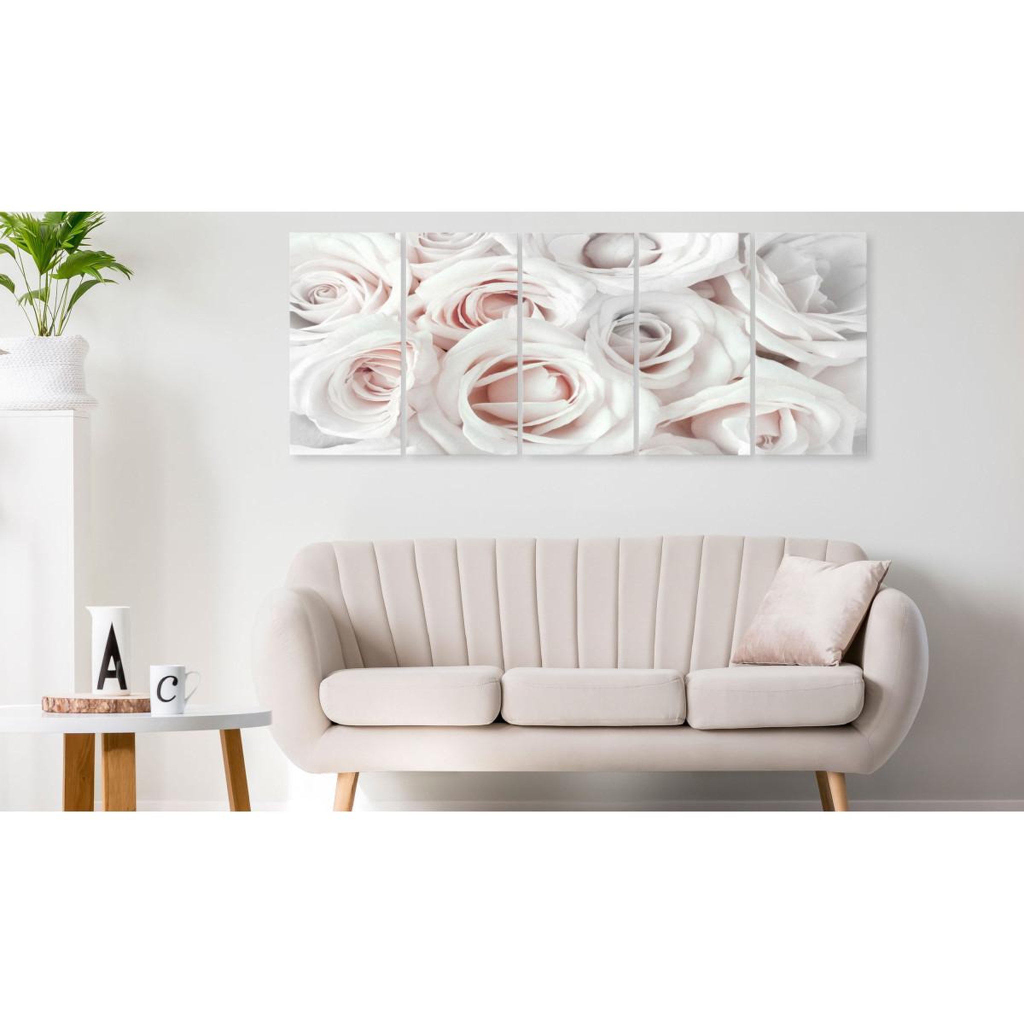 Voir la diapositive 2 : Paris Prix Tableau imprimé 5 panneaux  satin rose narrow pink