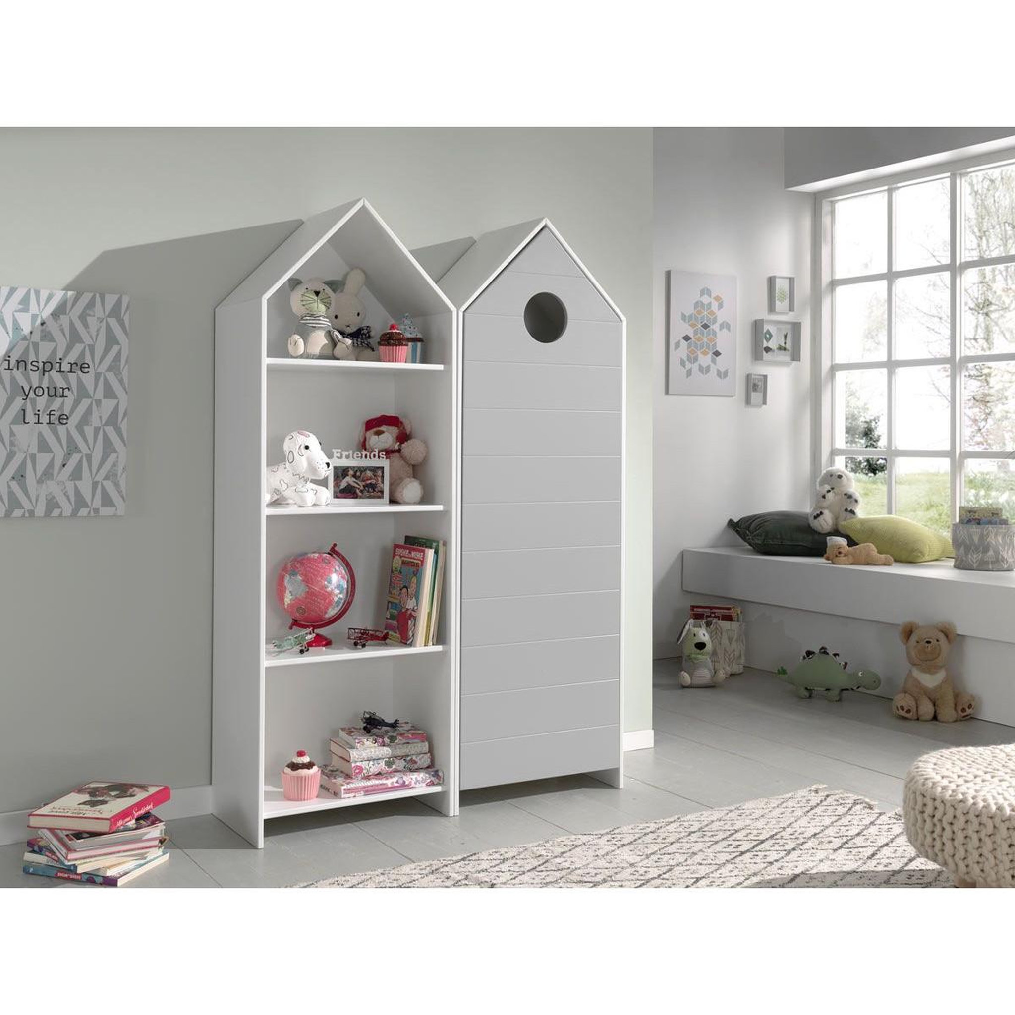 Voir la diapositive 5 : Paris Prix Pack - étagère & armoire 4 niveaux  casami  171cm blanc & gris