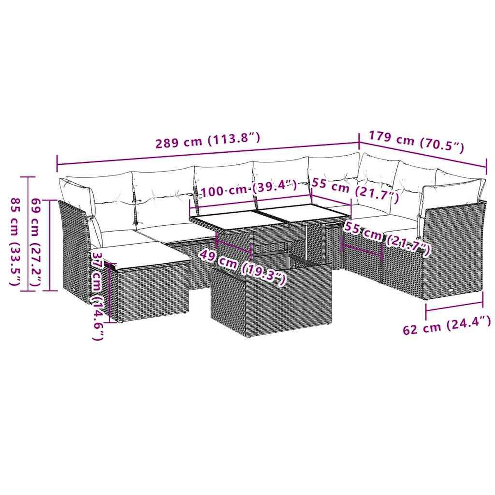 Voir la diapositive 6 : VIDAXL Salon de jardin 9 pcs avec coussins noir resine tressee