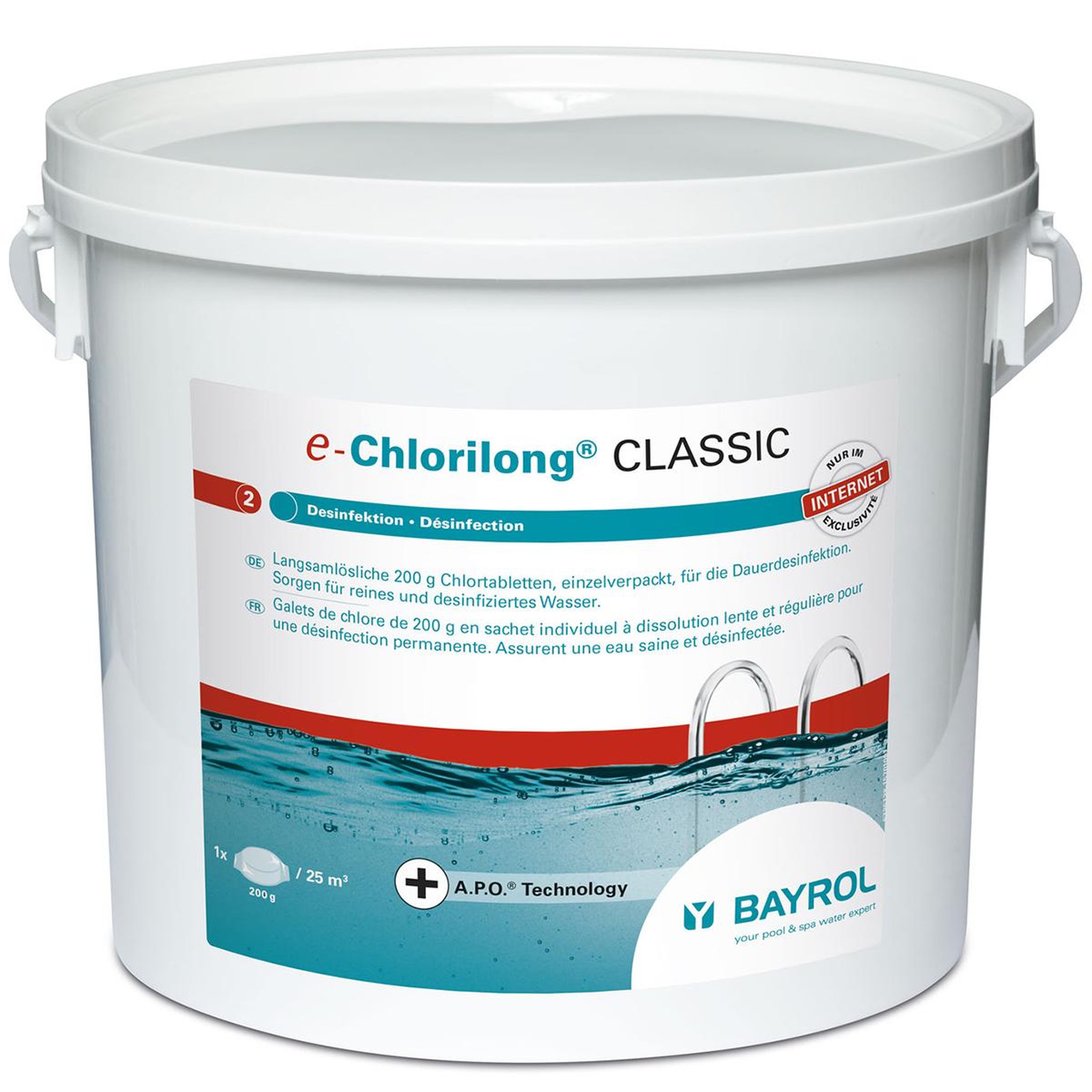 Bayrol Chlore lent galet 250g 5kg - CHLORILONG CLASSIC