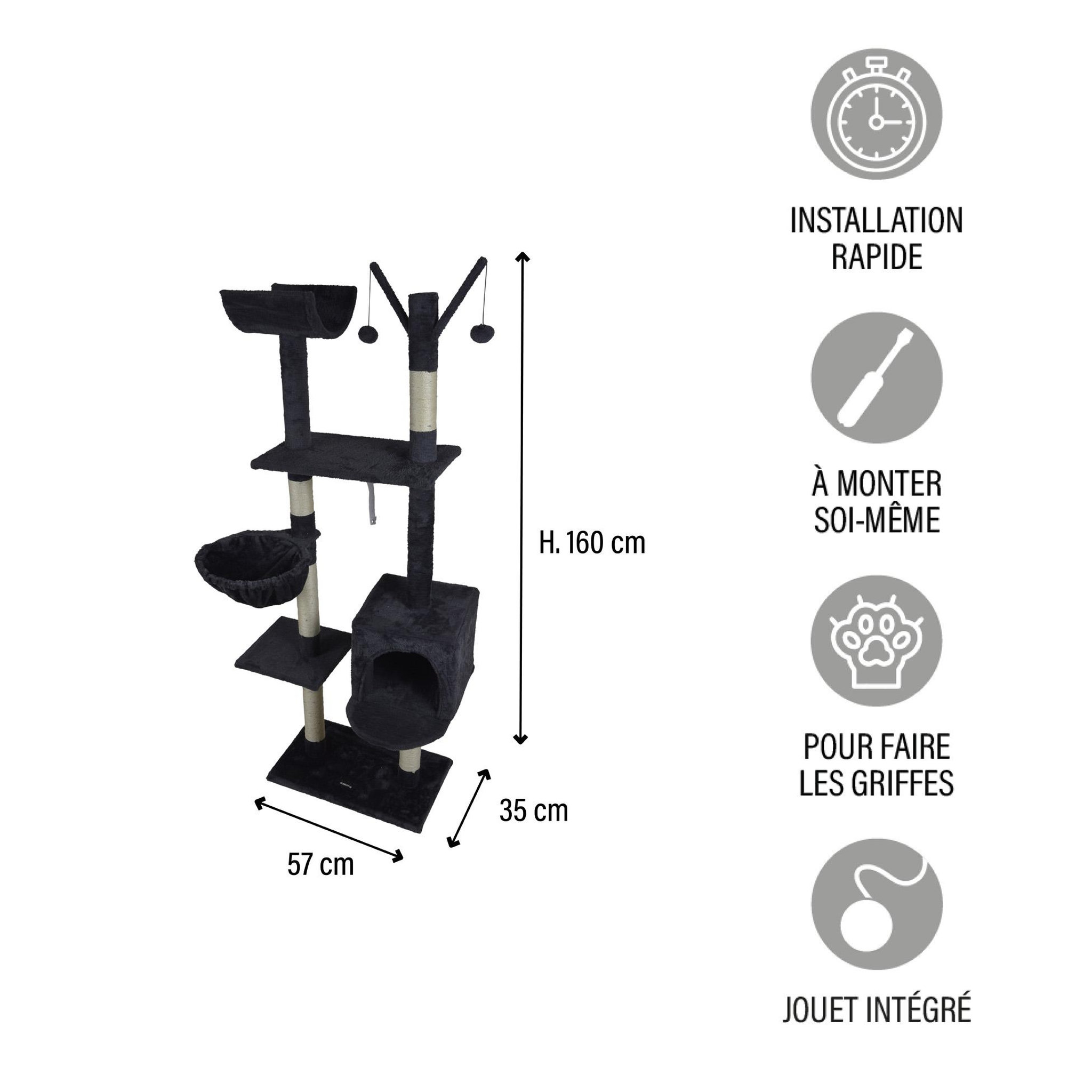 Voir la diapositive 3 : Eden Arbre a chat 4 plateformes 160 cm