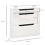 Voir la diapositive 3 : HOMCOM Armoire à chaussures avec 2 tiroirs rabattables + 1 tiroir coulissant + 1 comptoir et 1 plateau en verre étagère réglable sur 2 niveaux 89 x 23 x 96 cm blanc
