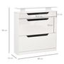 Voir la diapositive 3 : HOMCOM Armoire à chaussures avec 2 tiroirs rabattables + 1 tiroir coulissant + 1 comptoir et 1 plateau en verre étagère réglable sur 2 niveaux 89 x 23 x 96 cm blanc