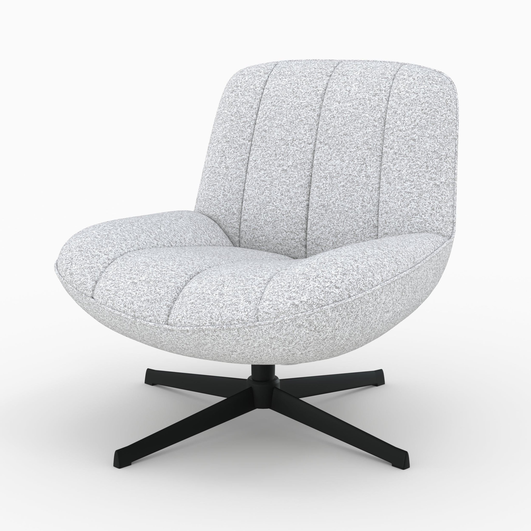MAISON PAVANE Fauteuil pivotant en tissu bouclé gris chiné-elvis