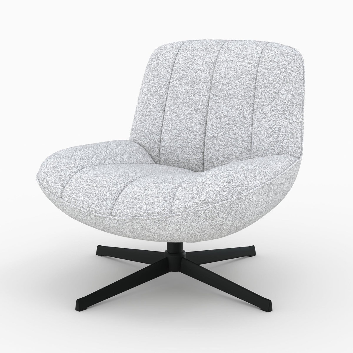 Rendez vous déco Fauteuil pivotant en tissu bouclé gris chiné-Elvis