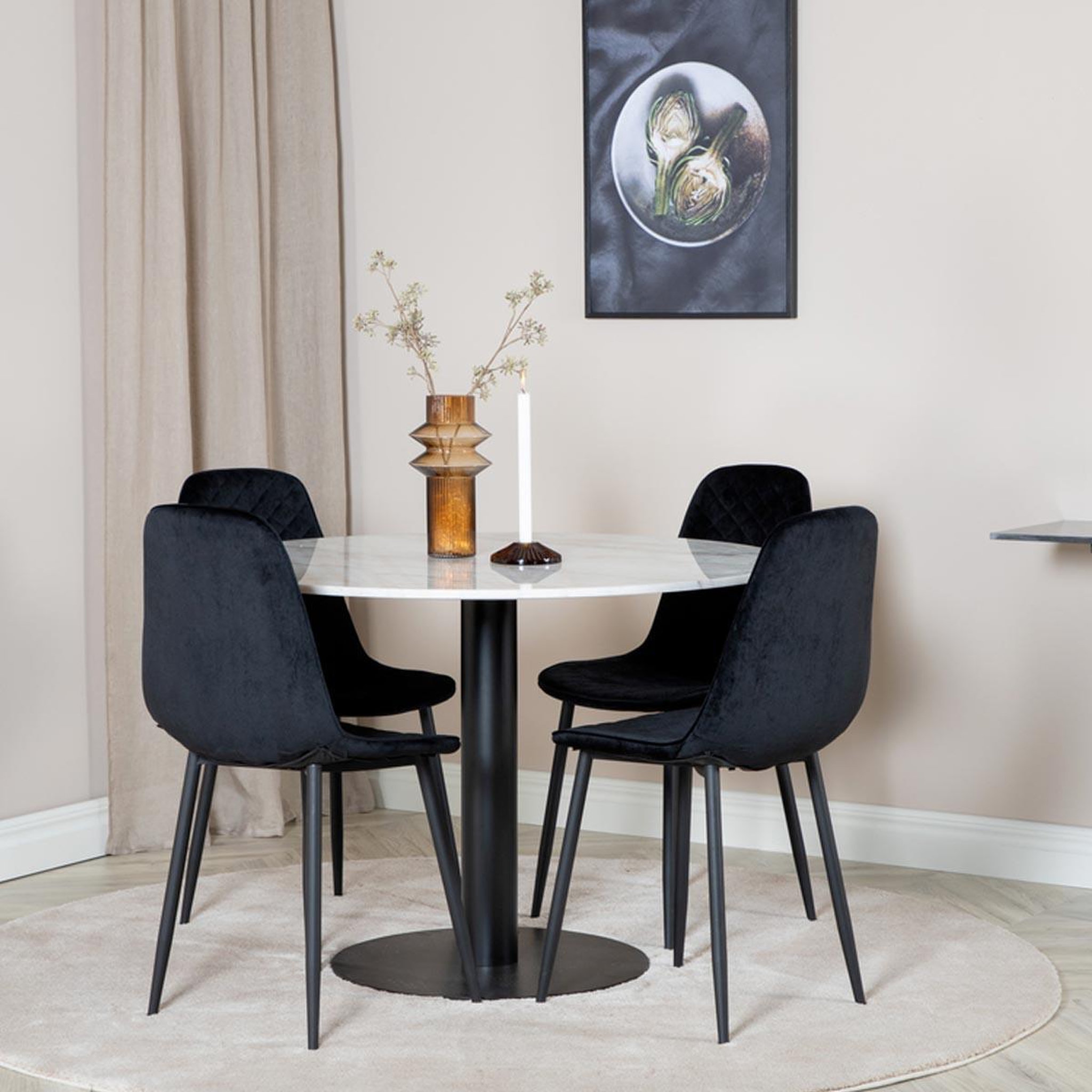 Voir la diapositive 4 : Paris Prix Ensemble Table à Manger & 4 Chaises Design  Estelle I & Polar  106cm Blanc & Noir