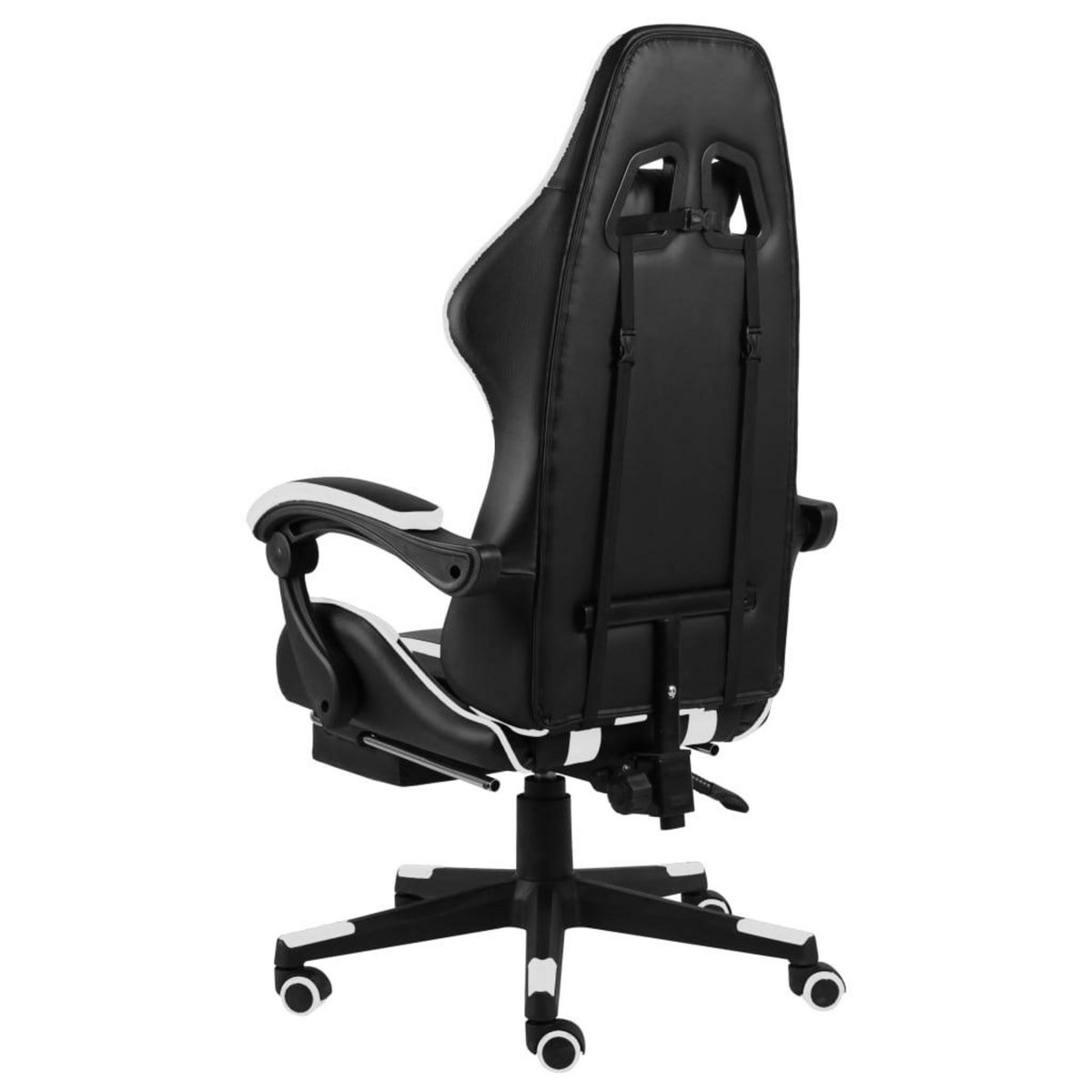 VIDAXL Fauteuil de jeux video et repose-pied Noir et blanc Similicuir